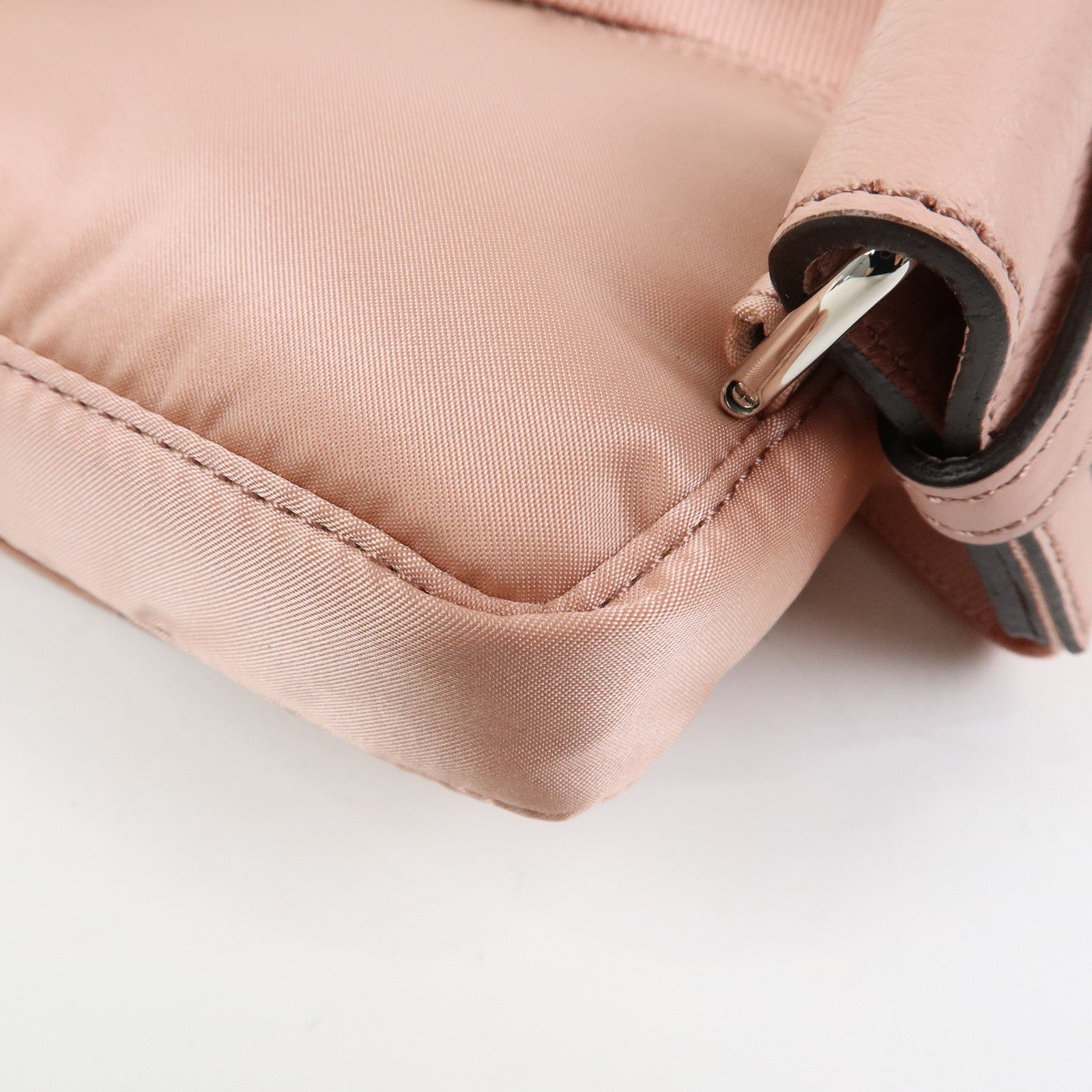 FENDI Baguette Mini Nylon Leather 2WAY Bag ×PORTER Pink 7AS138