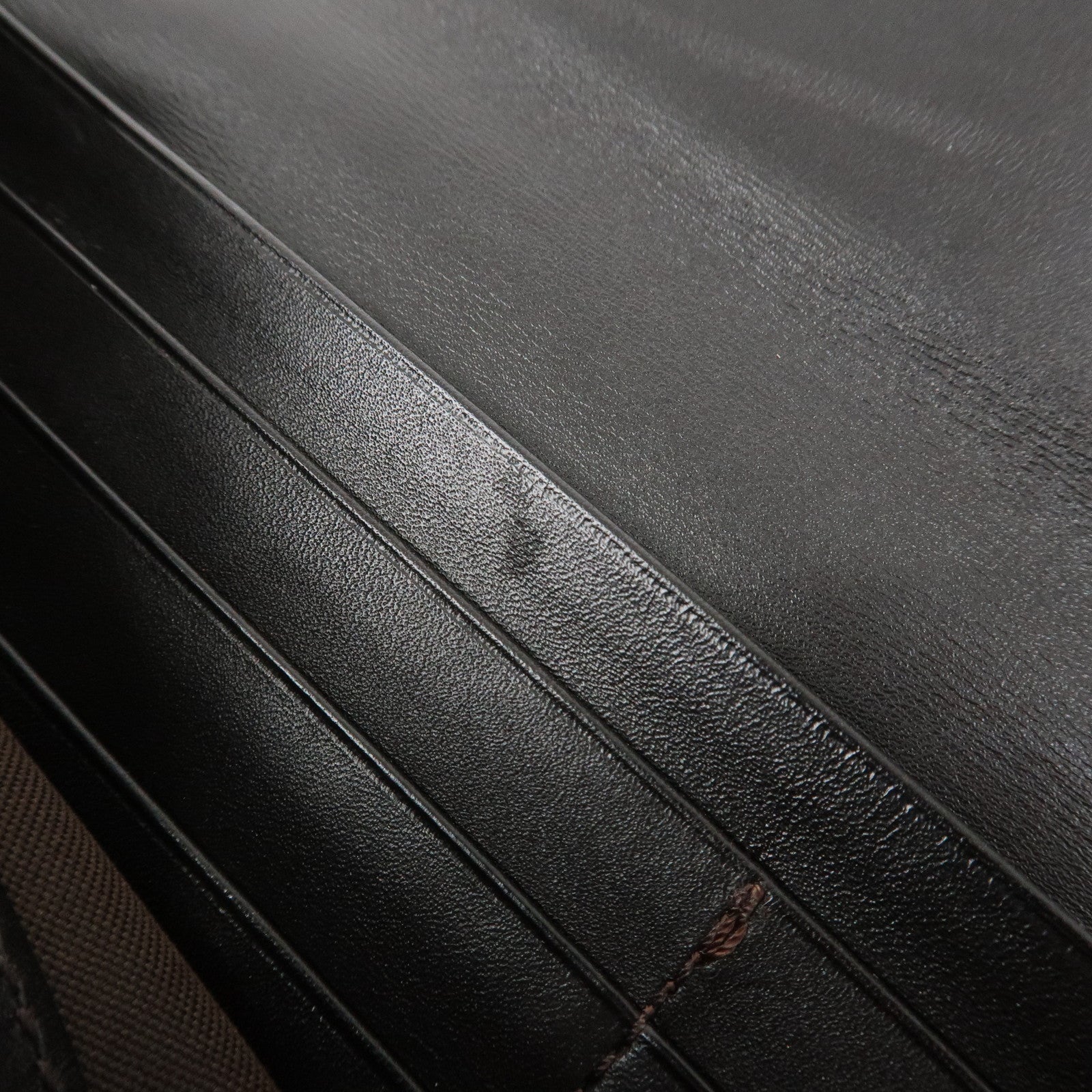 FENDI Zucchino Canvas Leather Bi-Fold Long Wallet Dark Brown 8M0021 Used