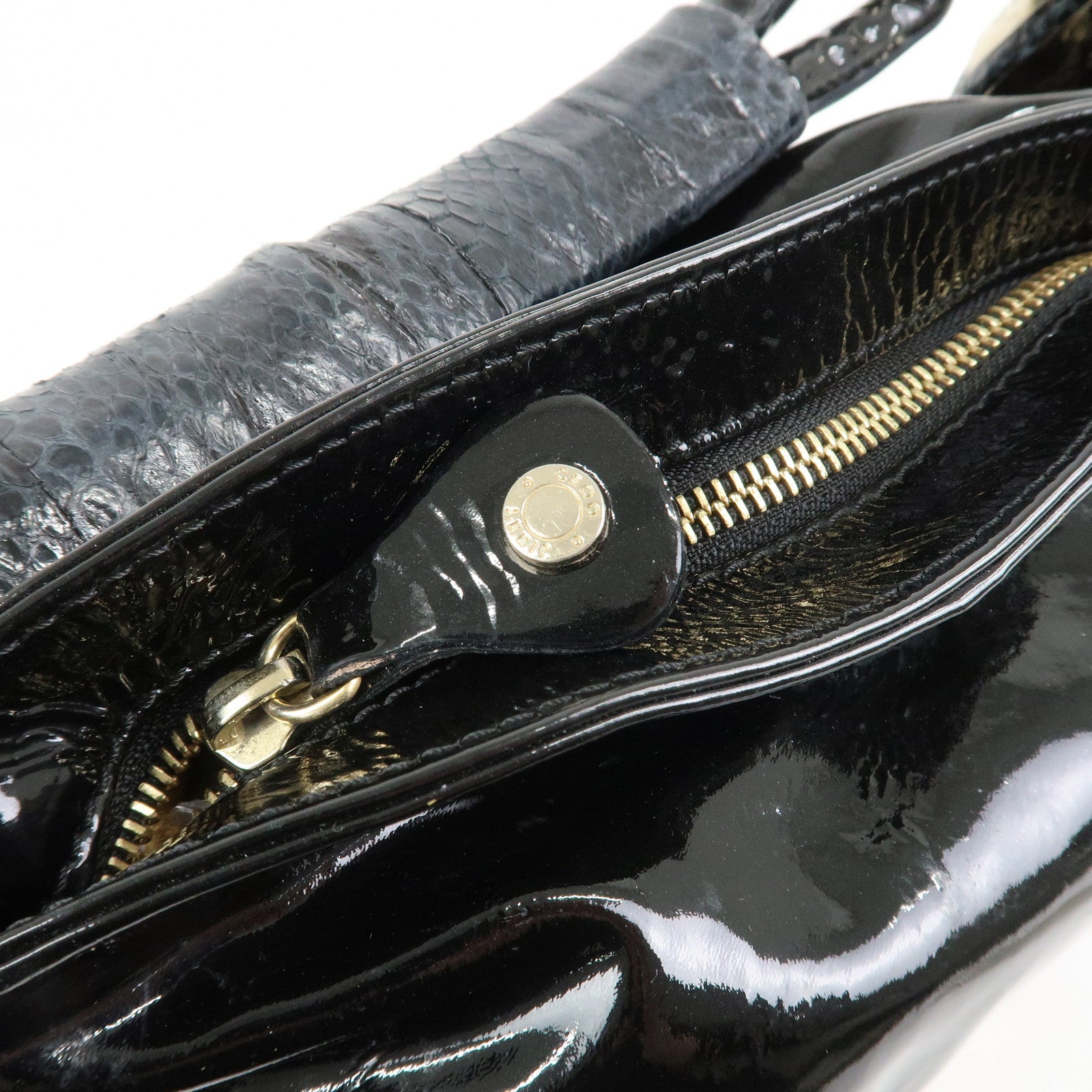 JIMMY CHOO Patent Leather Leather Sky Bag Shoulder Bag Black