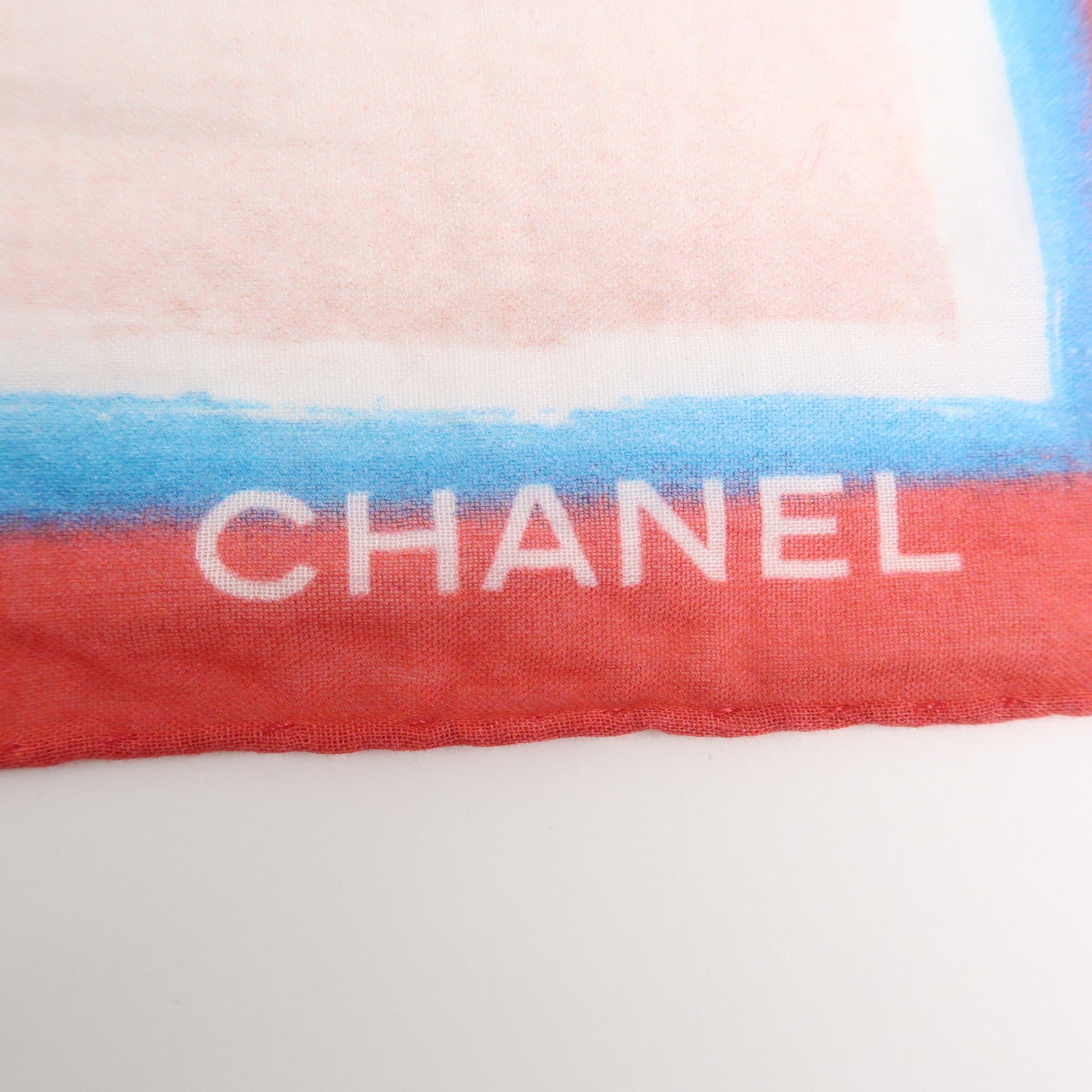 CHANEL Cotton 100% Scarf Handkerchief Multicolor Pink Used