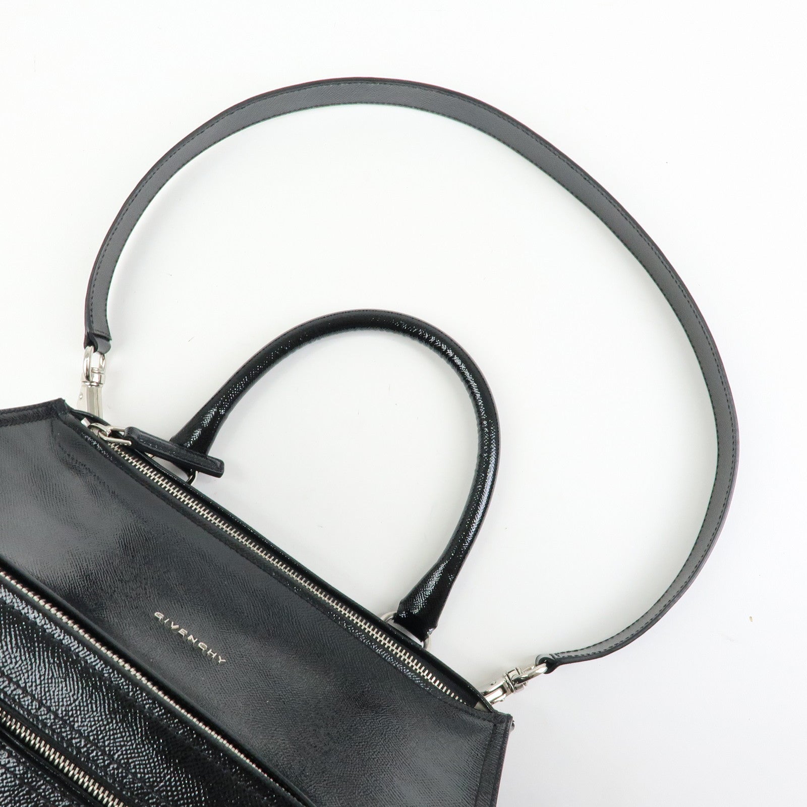 GIVENCHY Pandora Patent Leather 2Way Shoulder Bag Hand Bag Black