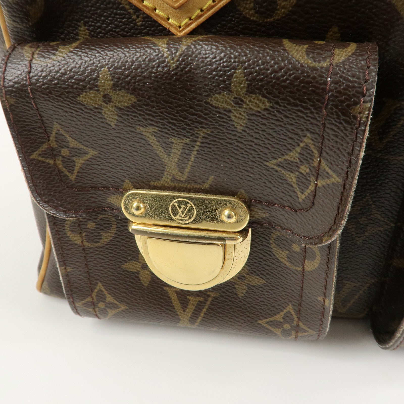 Louis Vuitton Monogram Manhattan PM Hand Bag Brown M40026 Used