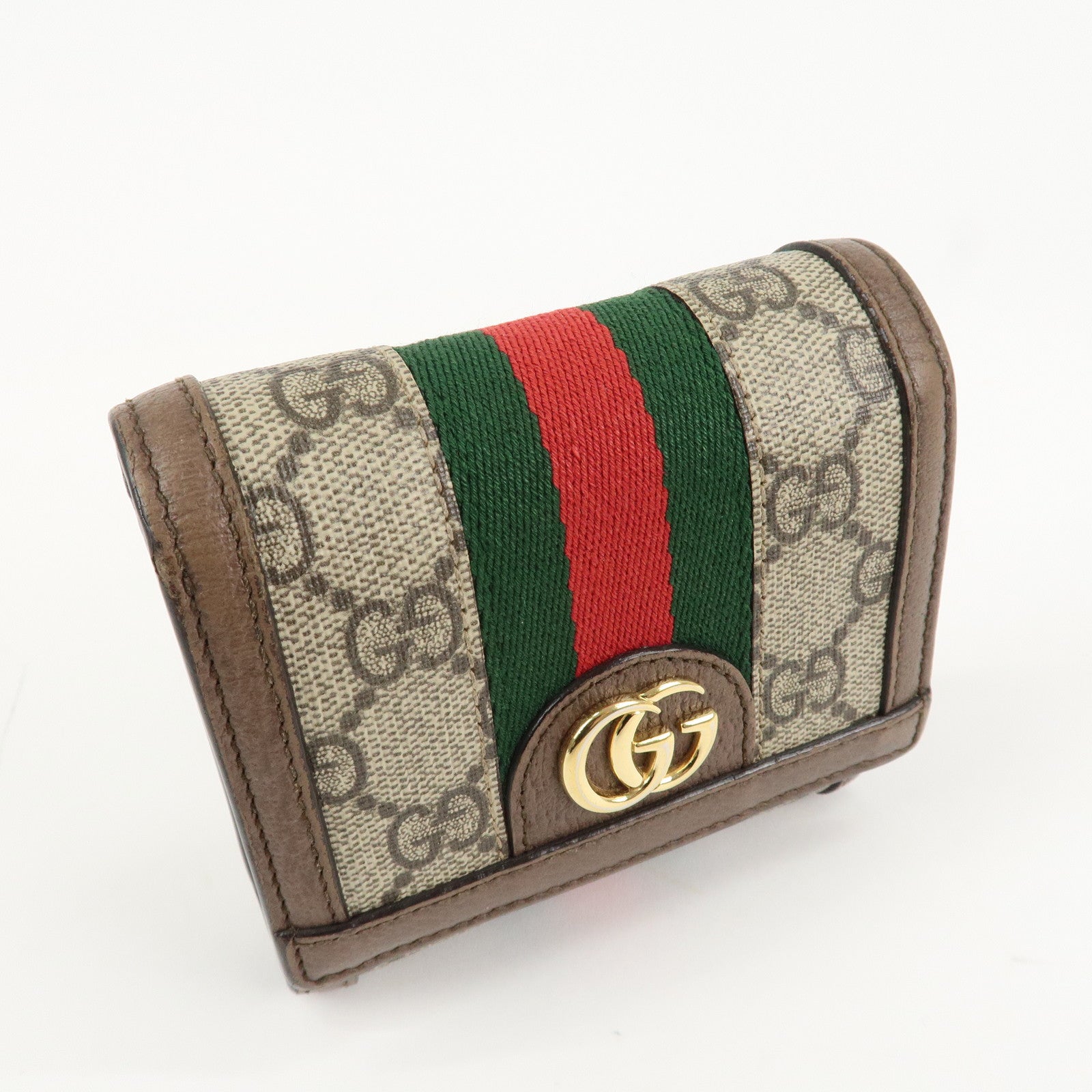GUCCI Ophidia Sherry GG Supreme Leather Bifold Wallet 598662 Used