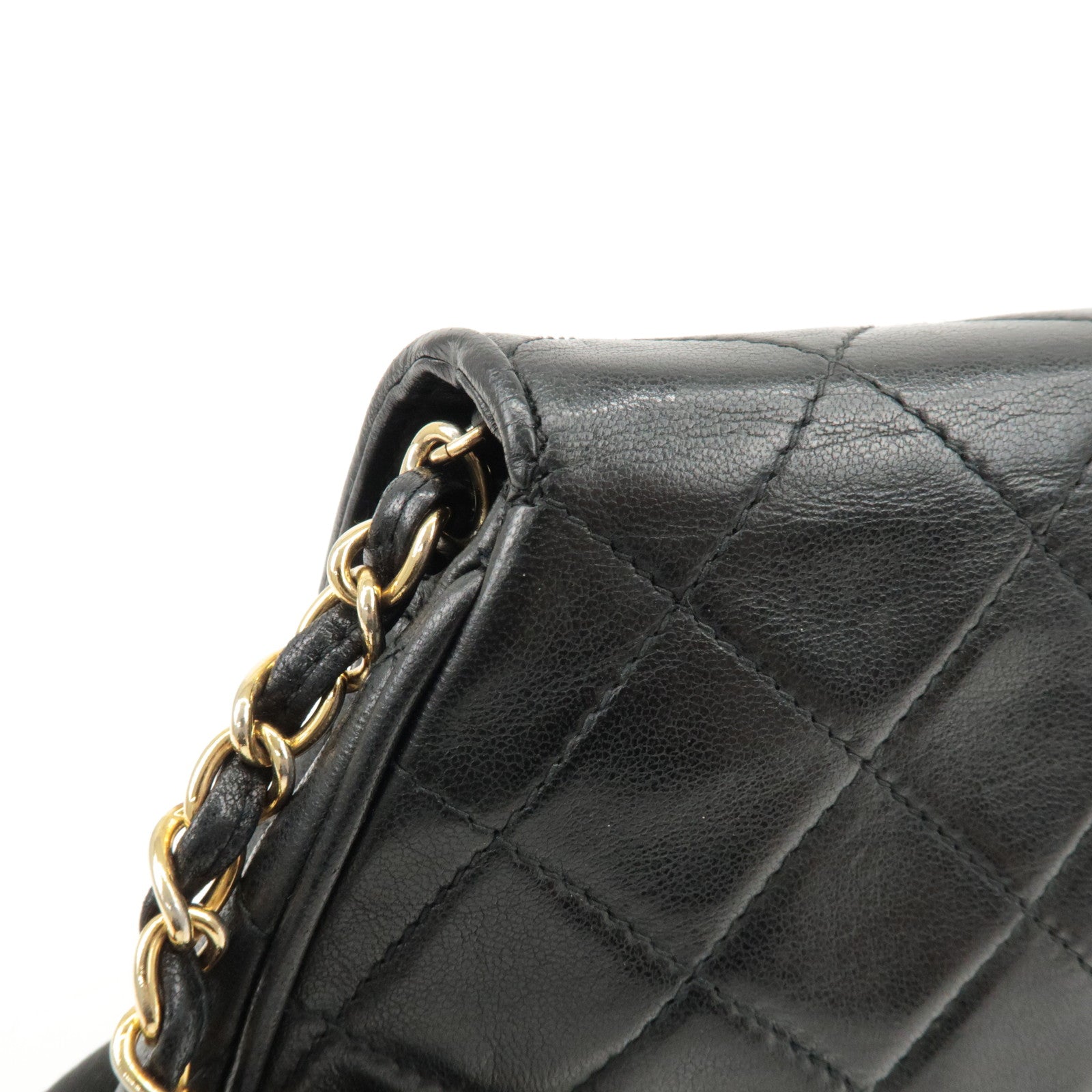 CHANEL COCO Mark Matelasse Lamb Skin Chain Shoulder Bag Black