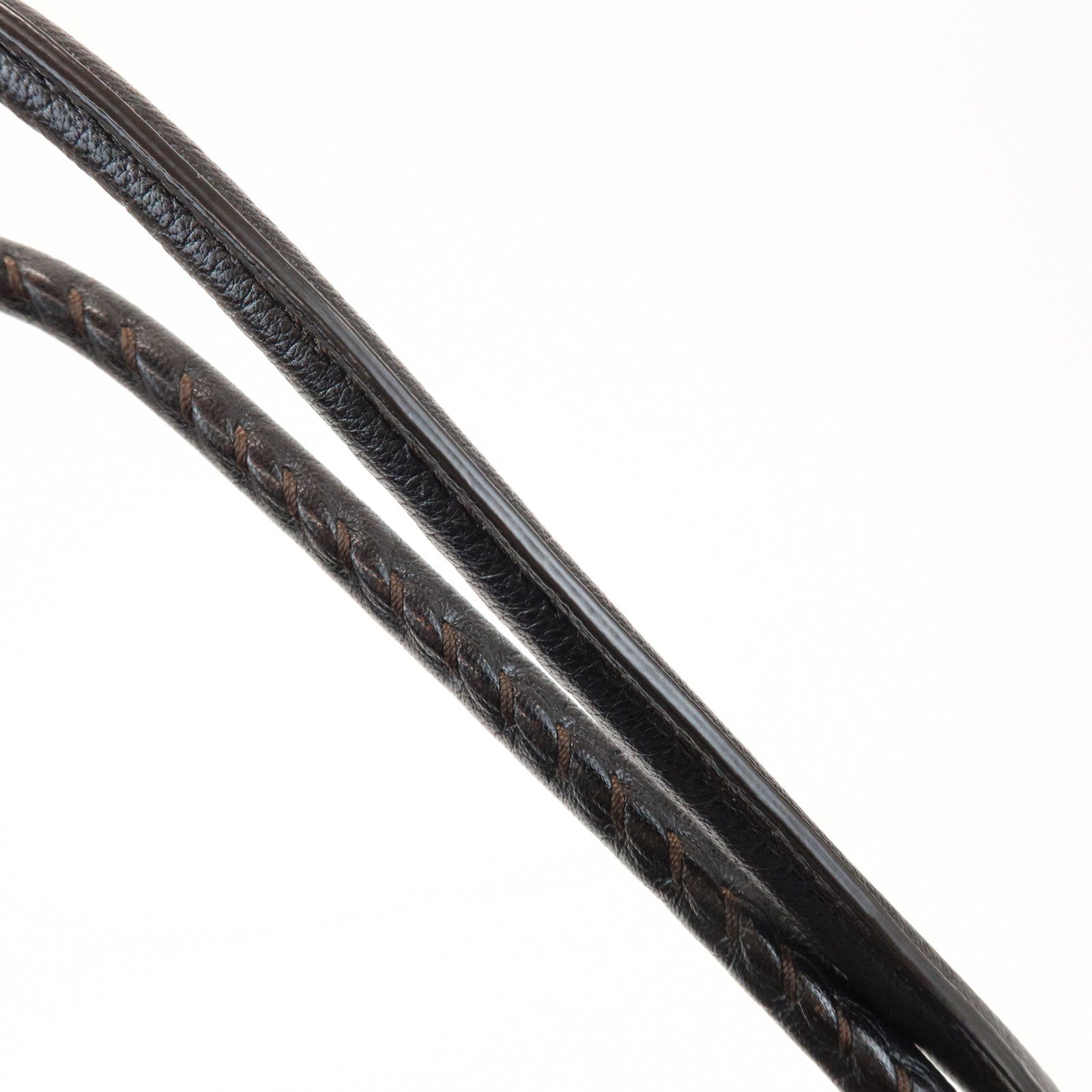 CELINE Macadam Logo Canvas Leather Shoulder Bag Hand Bag Navy