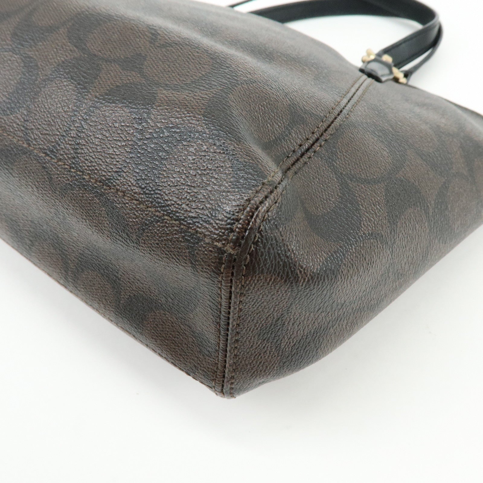 COACH Signature PVC Leather Tote Bag Hand Bag Brown