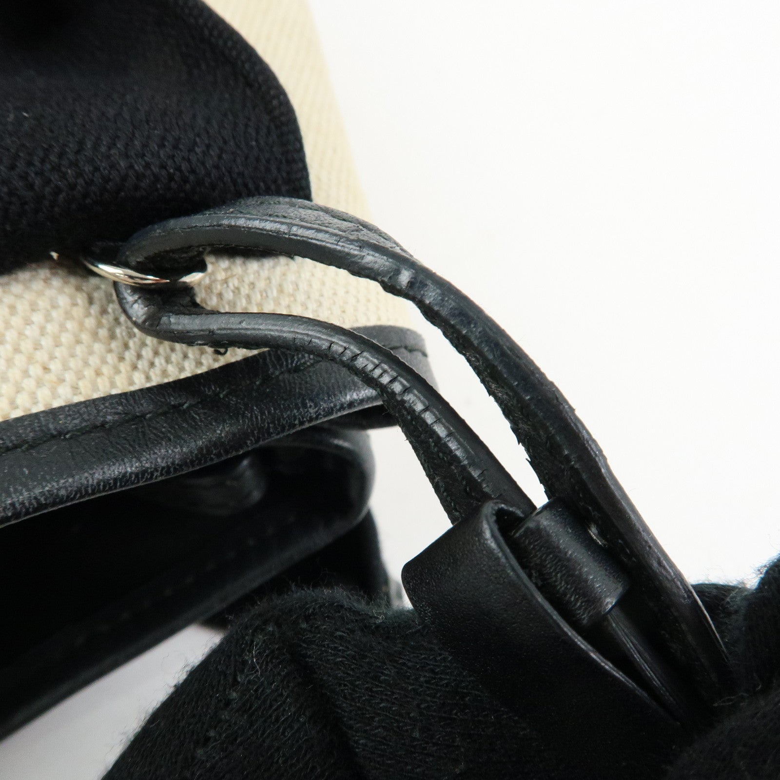 BALENCIAGA Navy Cabas XS Canvas Leather 2WAY Bag Ivory 390346
