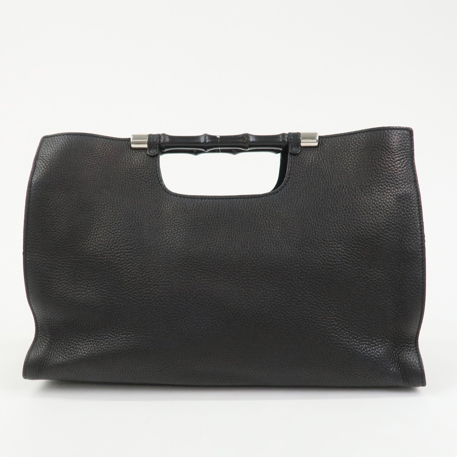 GUCCI Bamboo Leather 2WAY Bag Hand Bag Shoulder Bag Black 370829