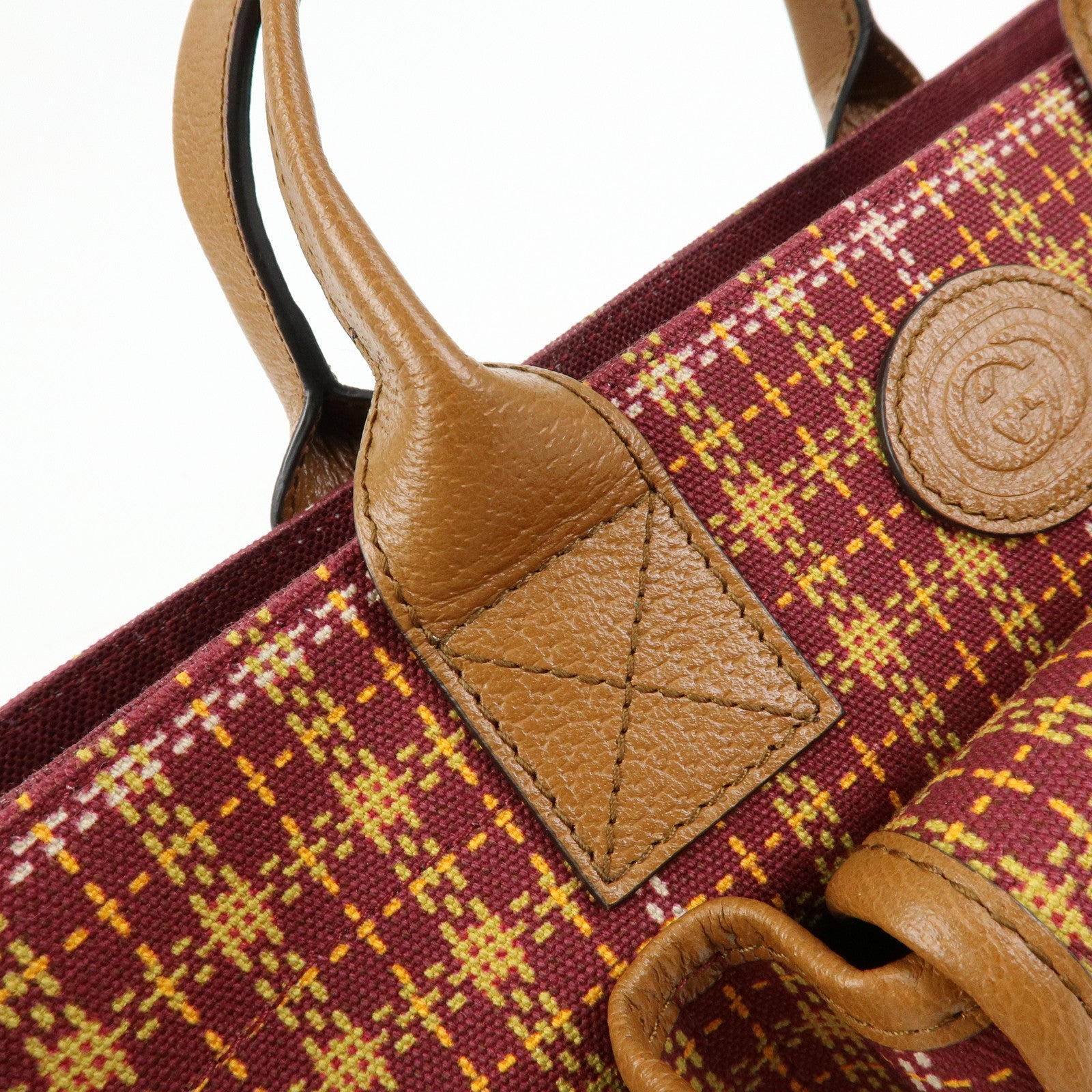 GUCCI Children’s Canvas Leather Tote Bag Bordeaux Brown 628150