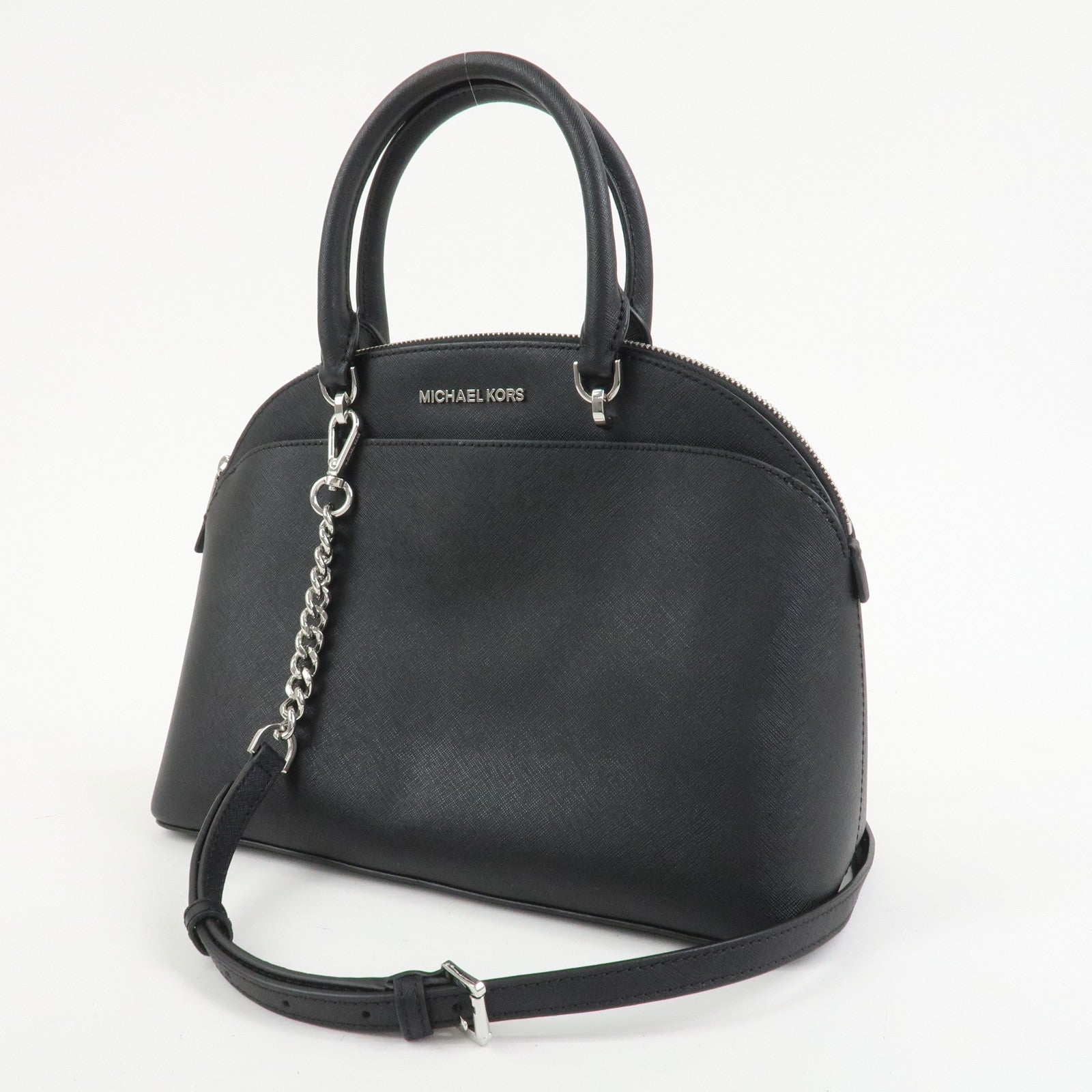 MICHAEL KORS Leather 2 Way Shoulder Bag Hand Bag Black Silver