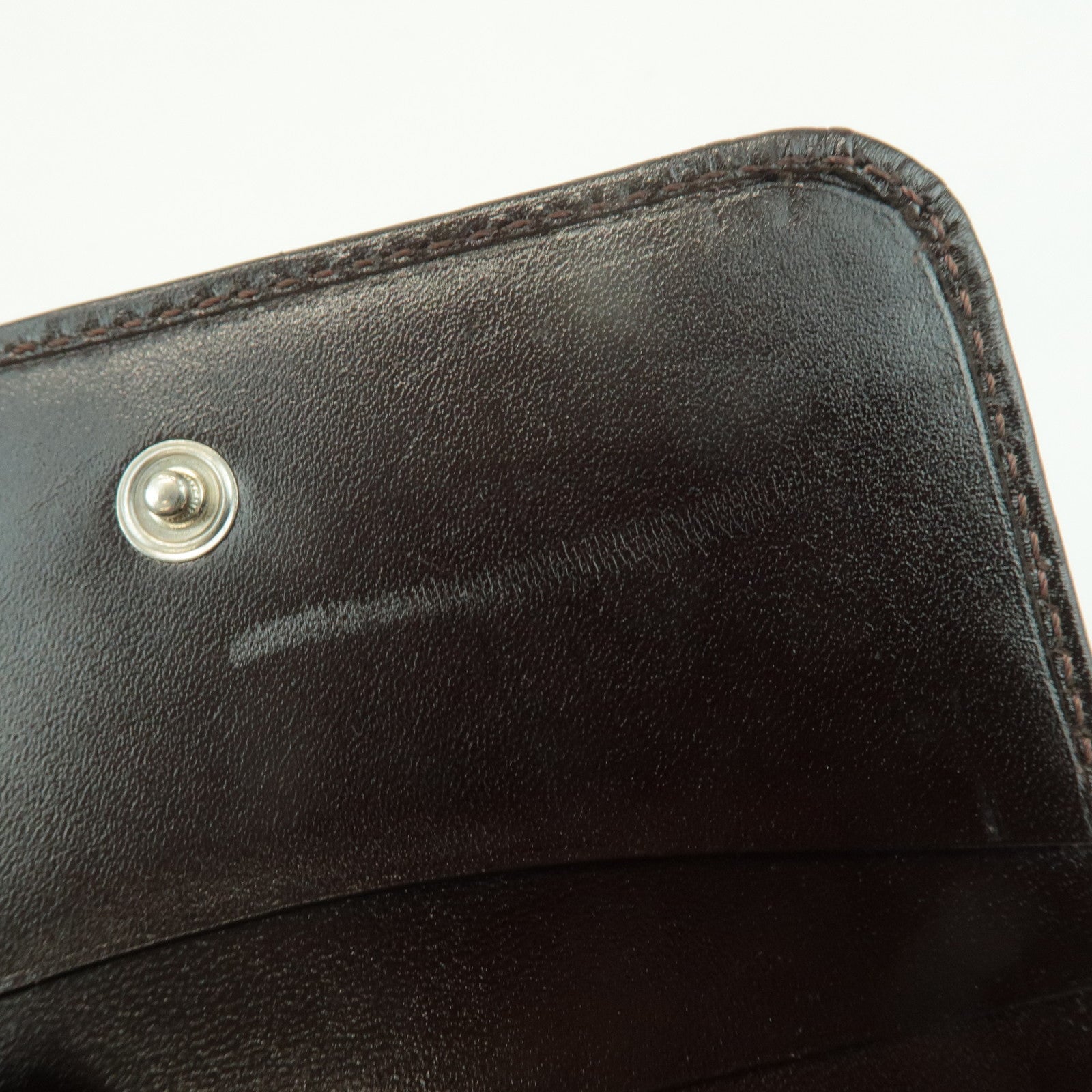 FENDI Zucca Leather Canvas Tri-fold Wallet Black Brown 30794 Used