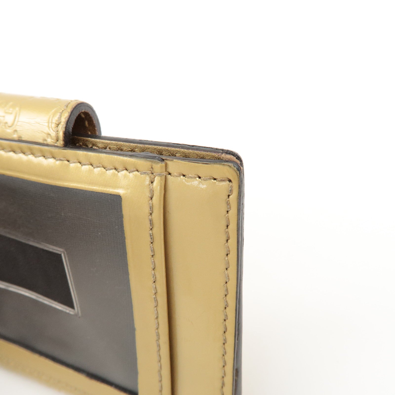 GUCCI Micro Guccissima Leather Card Case Gold 224261 Used