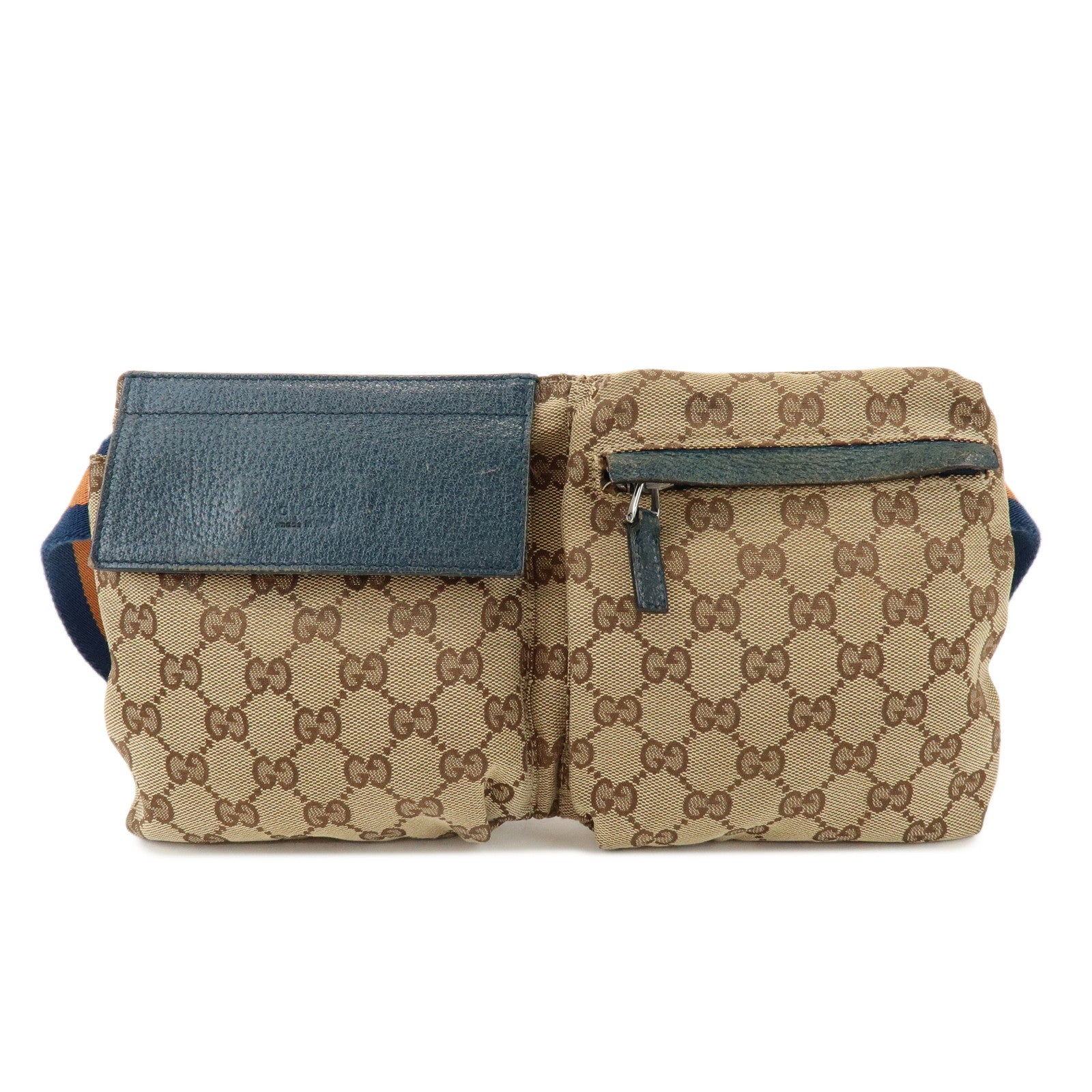 GUCCI Sherry GG Canvas Leather Waist Bag Crossbody Bag Beige 28566