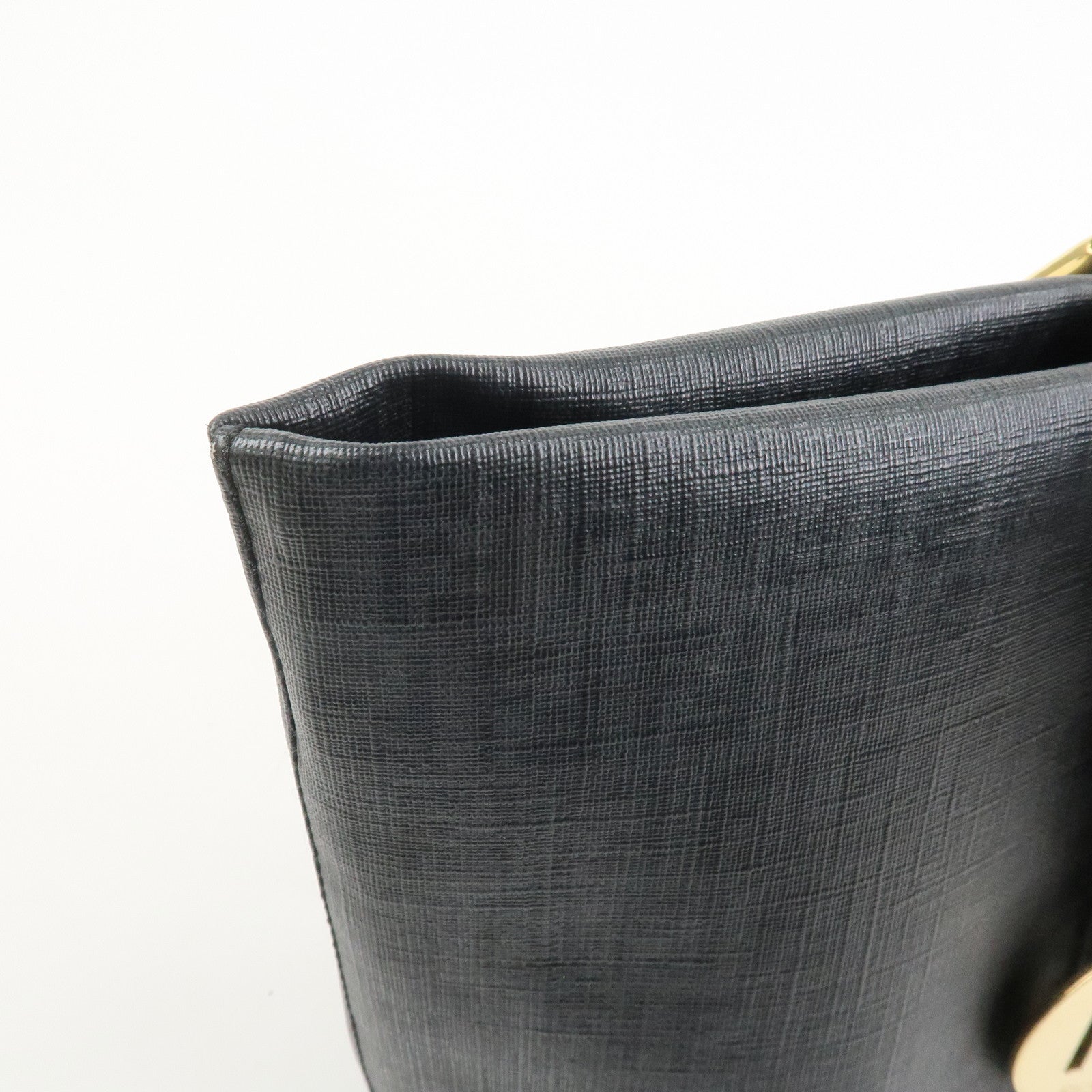 FENDI Zucchino PVC Leather Tote Bag Shoulder Bag Black 8BH215