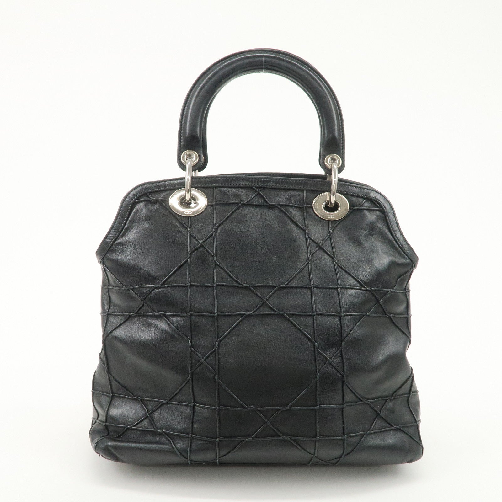 Christian Dior Cannage Granville Leather 2Way Bag Hand Bag Black