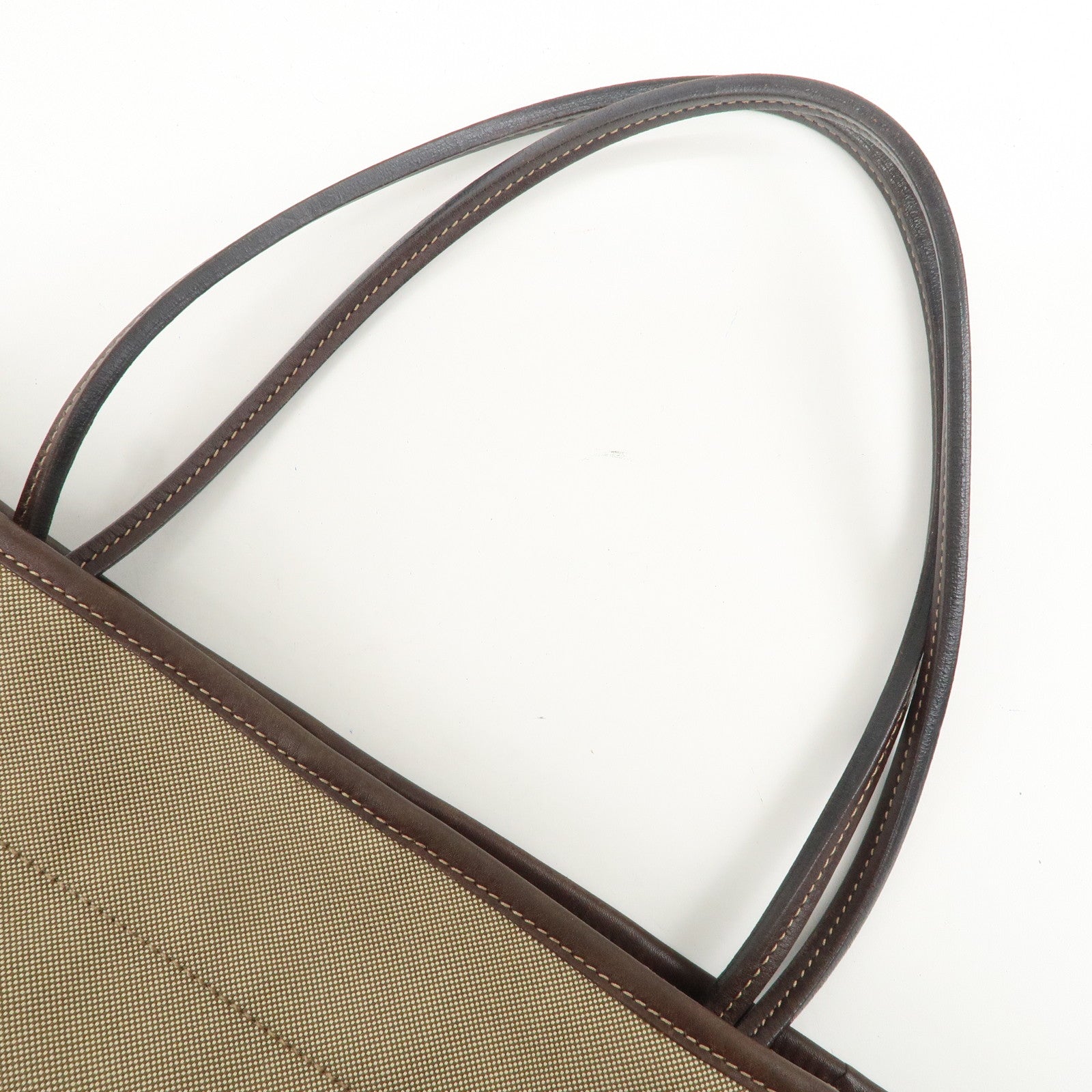 PRADA Jaguard Canvas Leather Tote Bag Shoulder Bag Brown BR3581