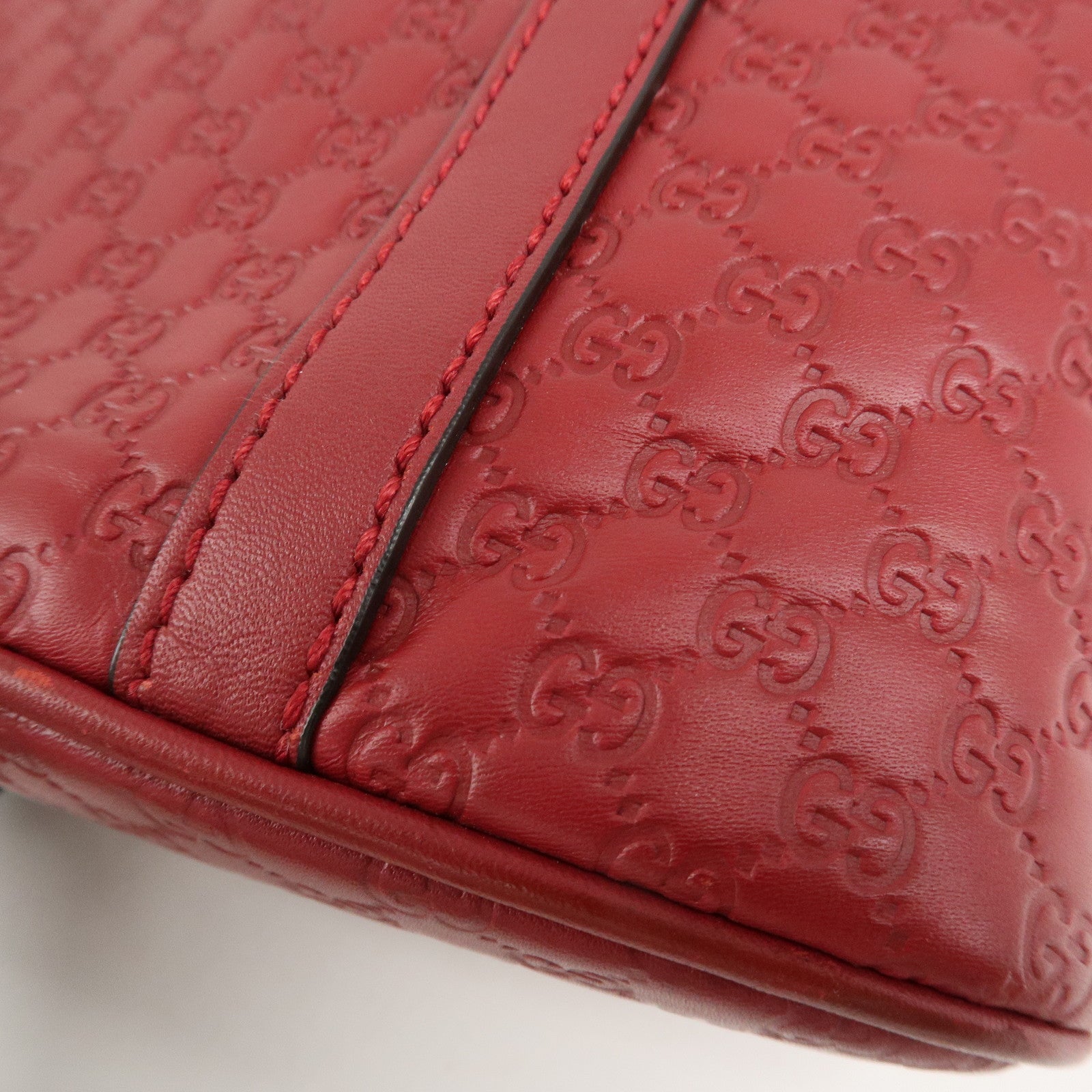 GUCCI Micro Guccissima 2Way Hand Shoulder Bag Castilian Red 449654 Used