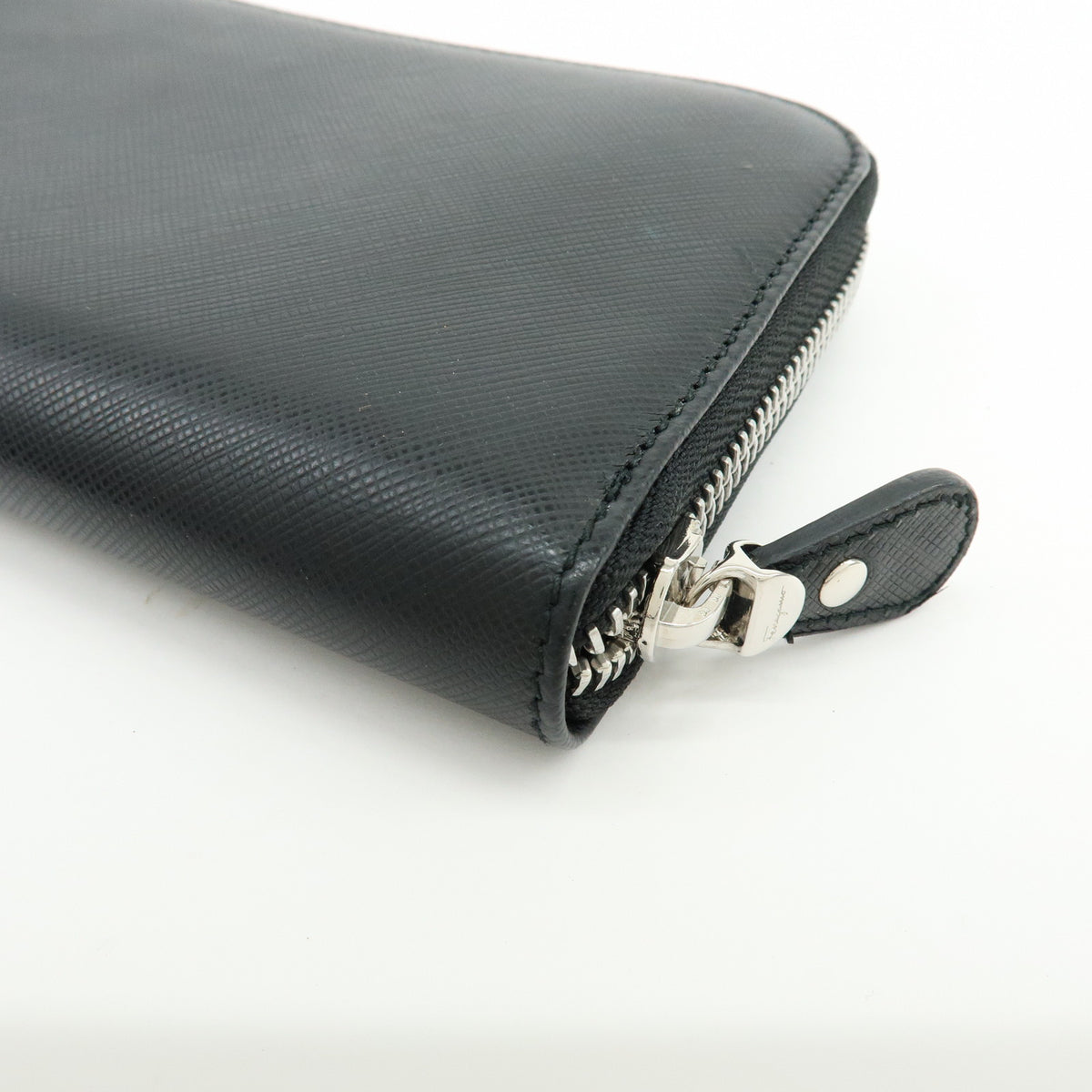 Ferragamo Ganchini Leather Long Wallet Black