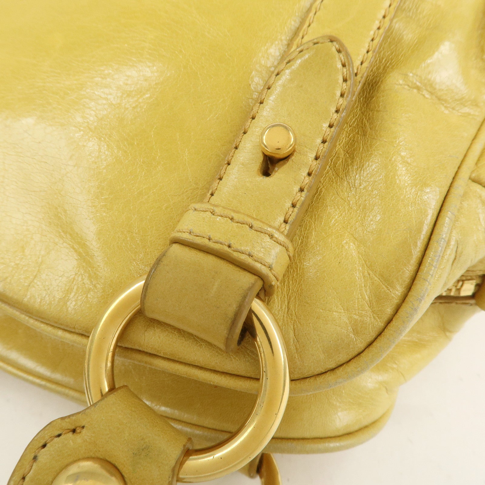 MIU MIU Logo Leather 2Way Bag Hand Bag Yellow