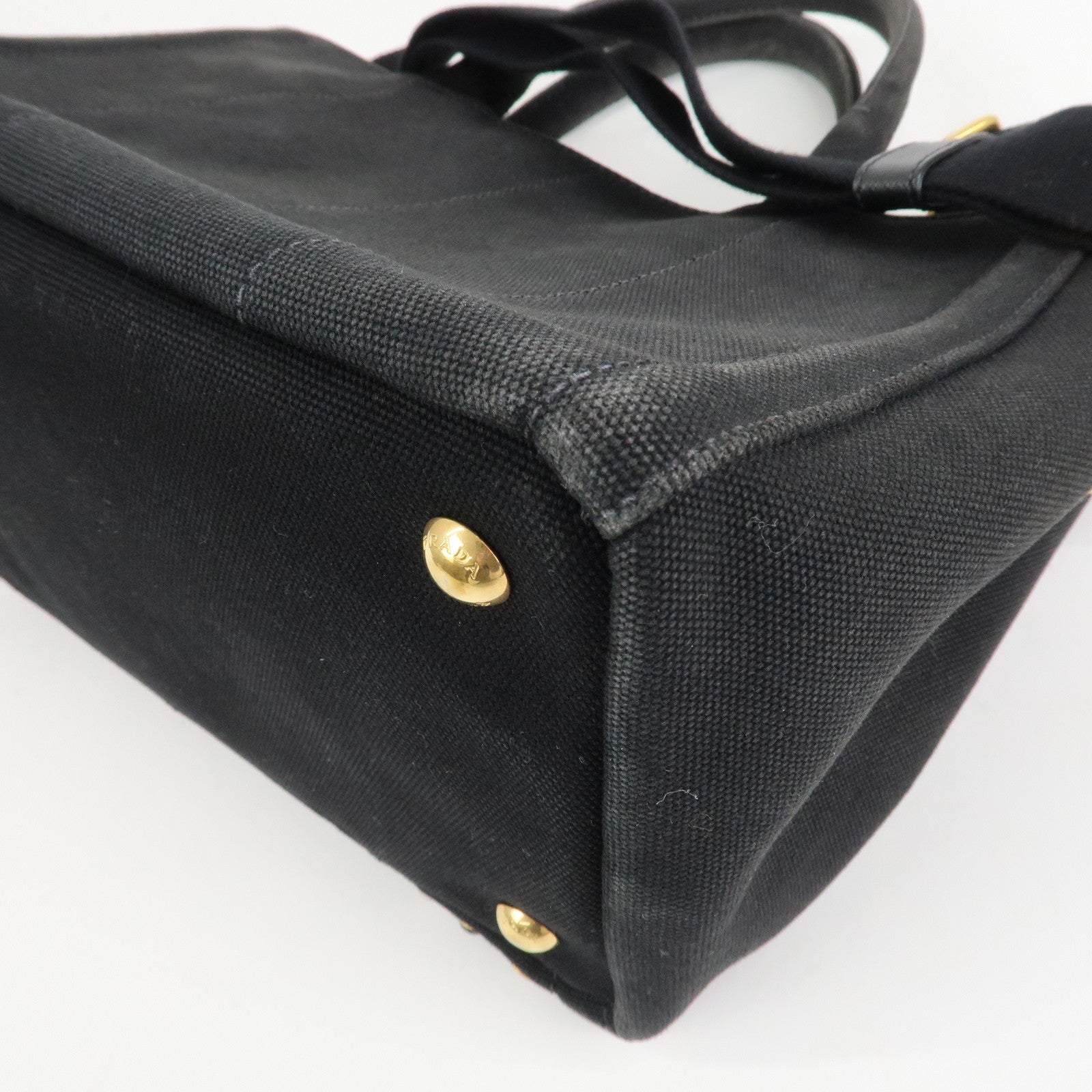 PRADA Triangle Logo Denim Canapa Bijoux 2Way Hand Bag Black B2642B