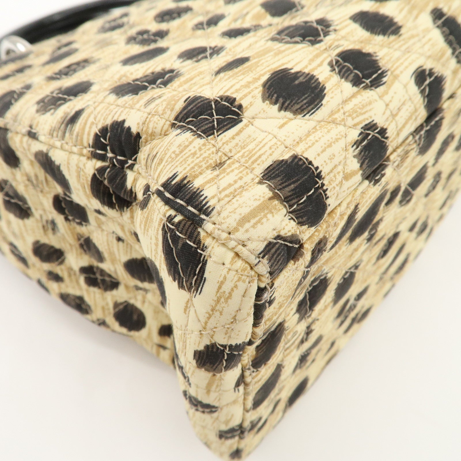 Christian Dior Lady Dior Cannage Nylon 2Way Bag Hand Bag Leopard Used