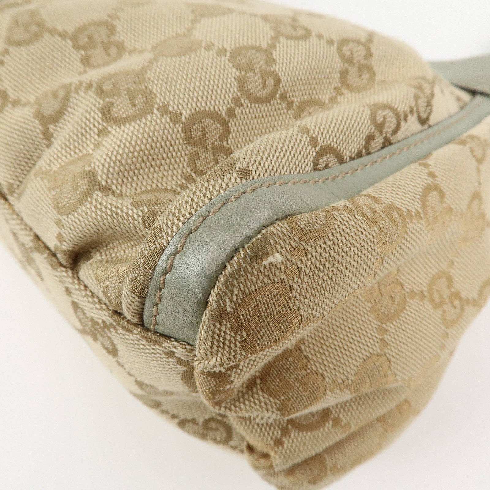 GUCCI Abbey GG Canvas Leather Shoulder Hand Bag Beige Green 190525