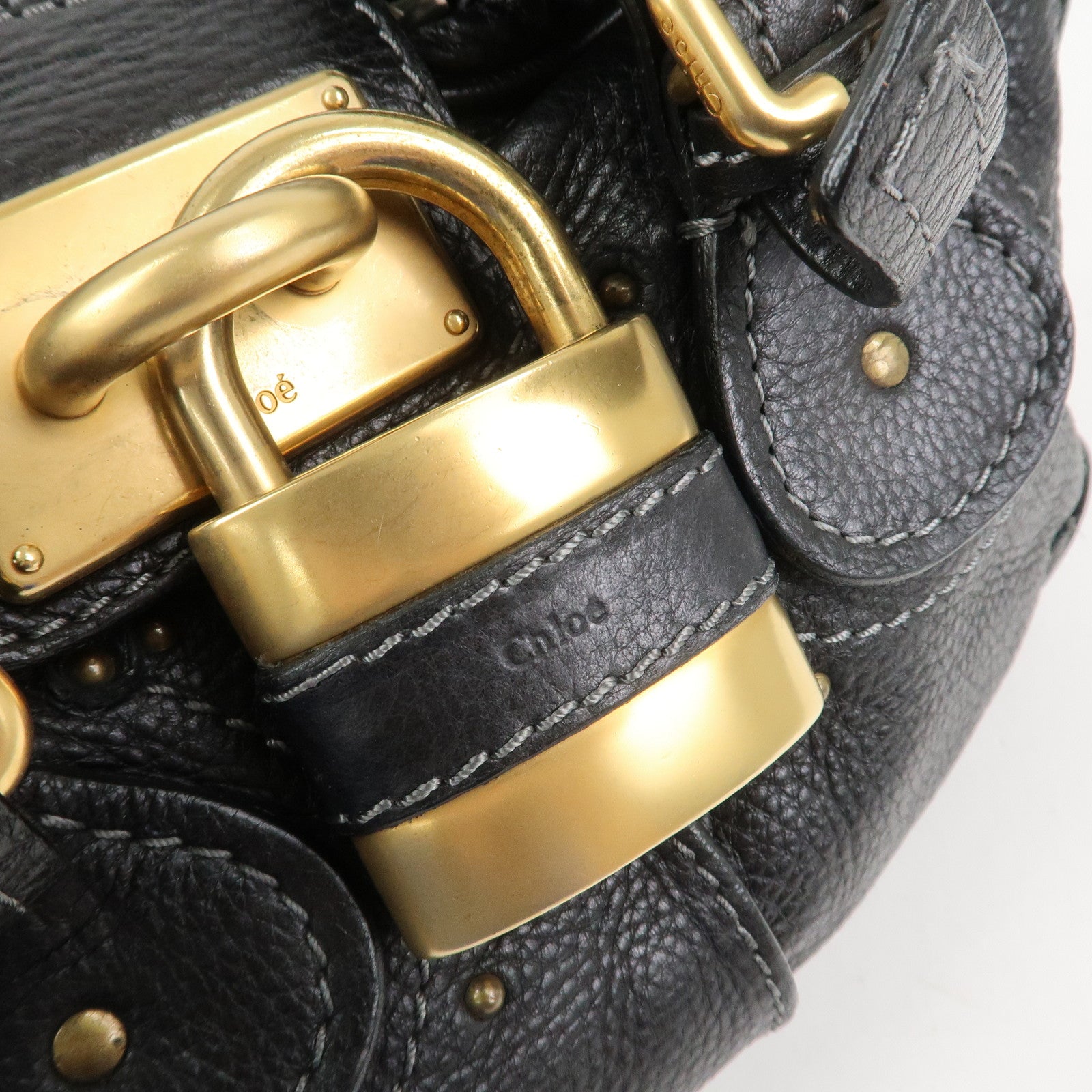 Chloe Paddington Leather Hand Bag Shoulder Bag Boston Bag Black