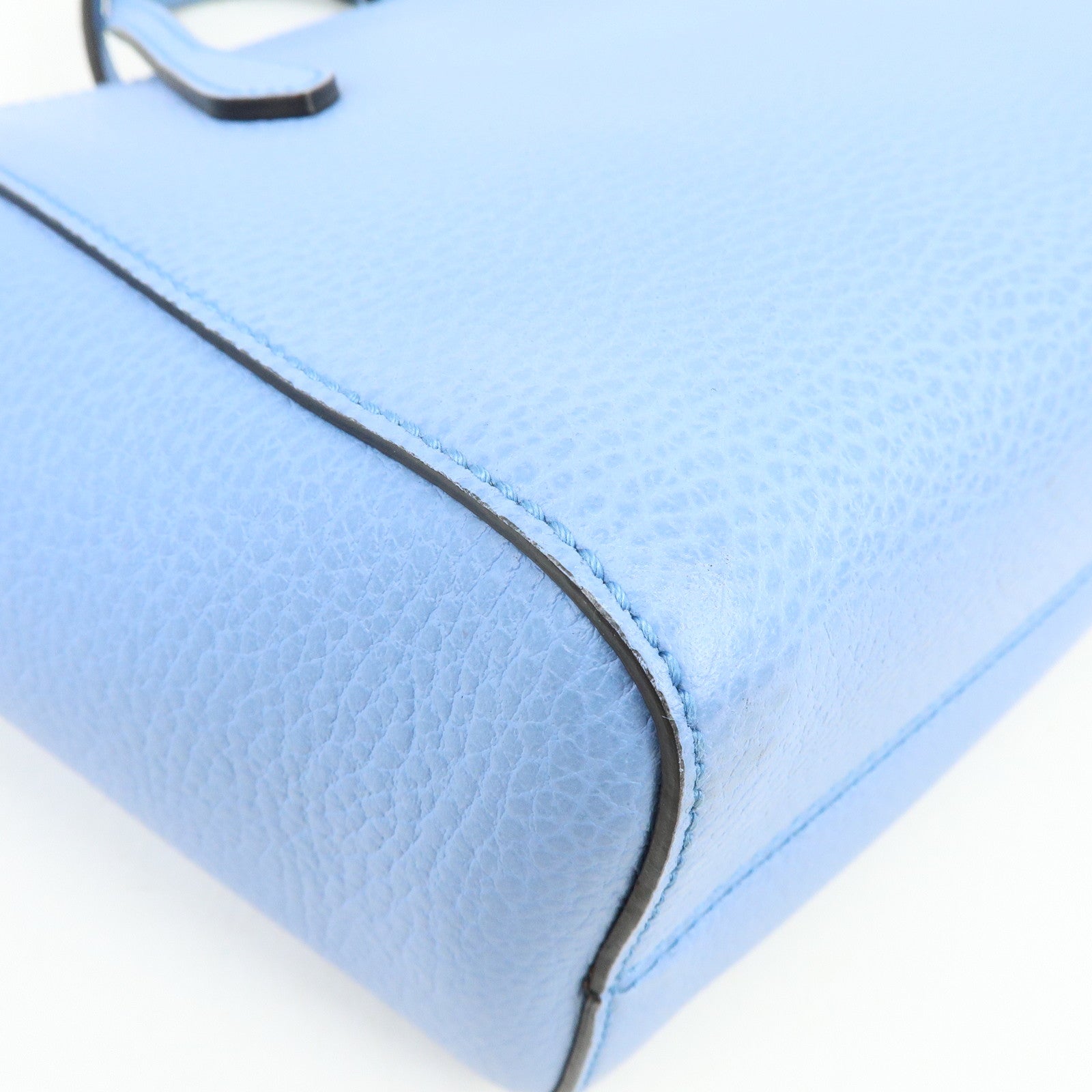 GUCCI Interlocking G Leather 2Way Bag Hand Bag Light Blue 368827