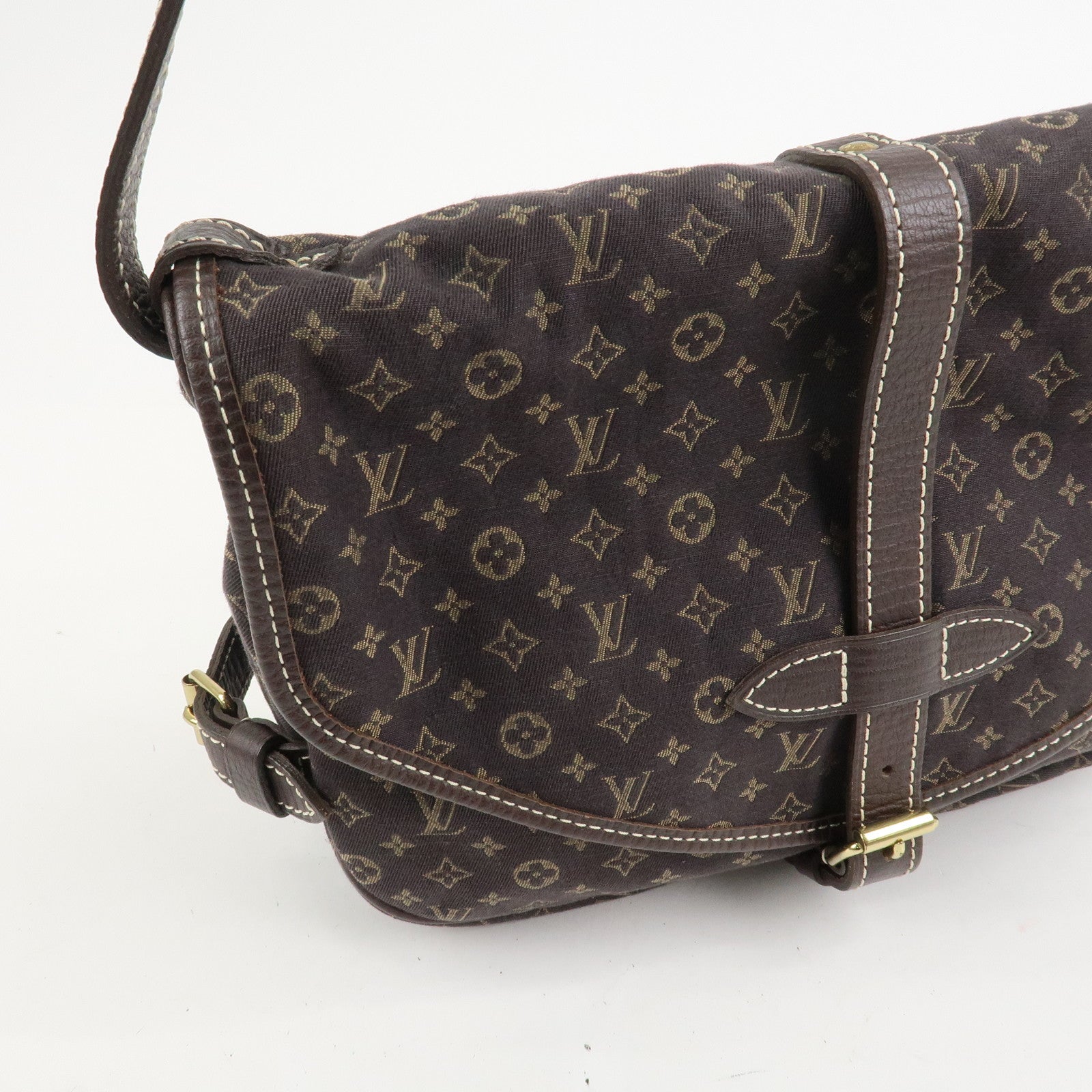 Louis Vuitton Monogram Mini Lin Saumur 30 Shoulder Bag Brown M95227