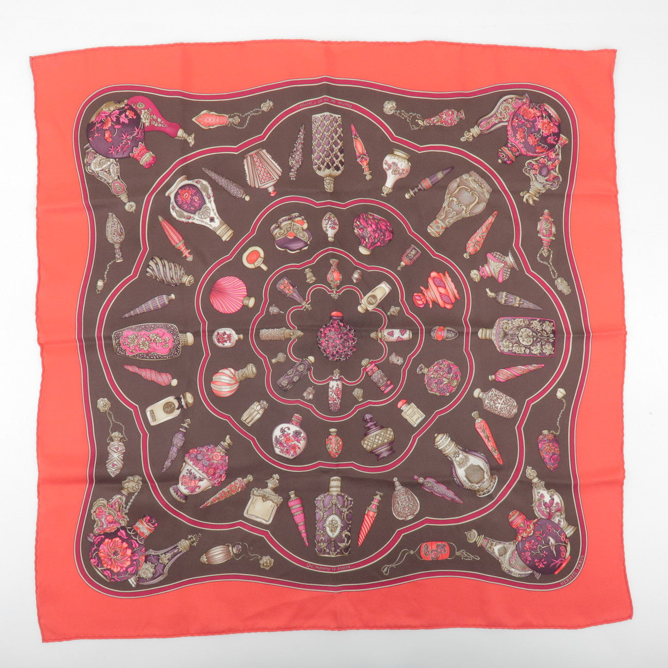 HERMES Carre 70 Silk 100% Set of 2 Scarves Red Pink