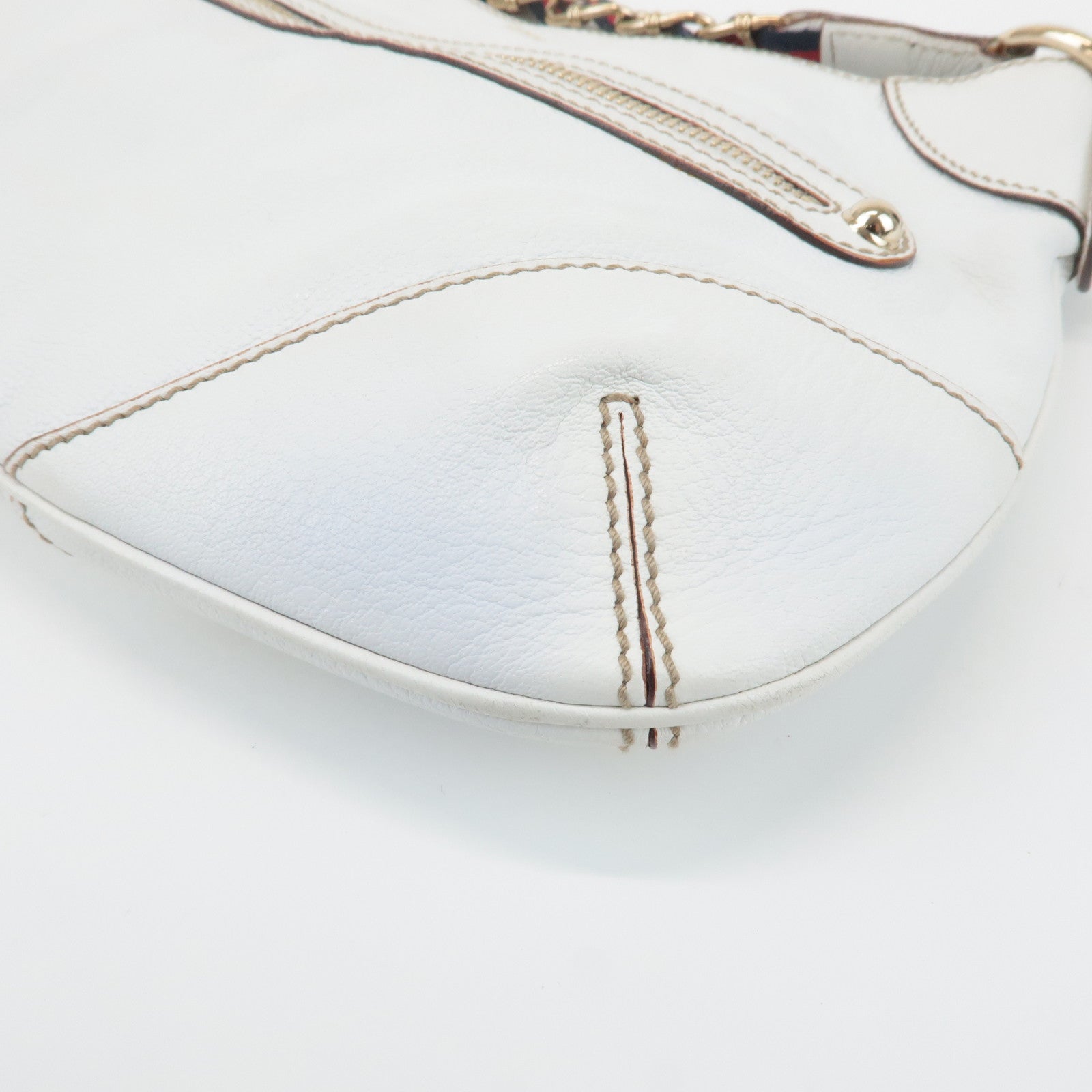 GUCCI Sherry Leather Chain Shoulder Bag Hand Bag White 153011 Used