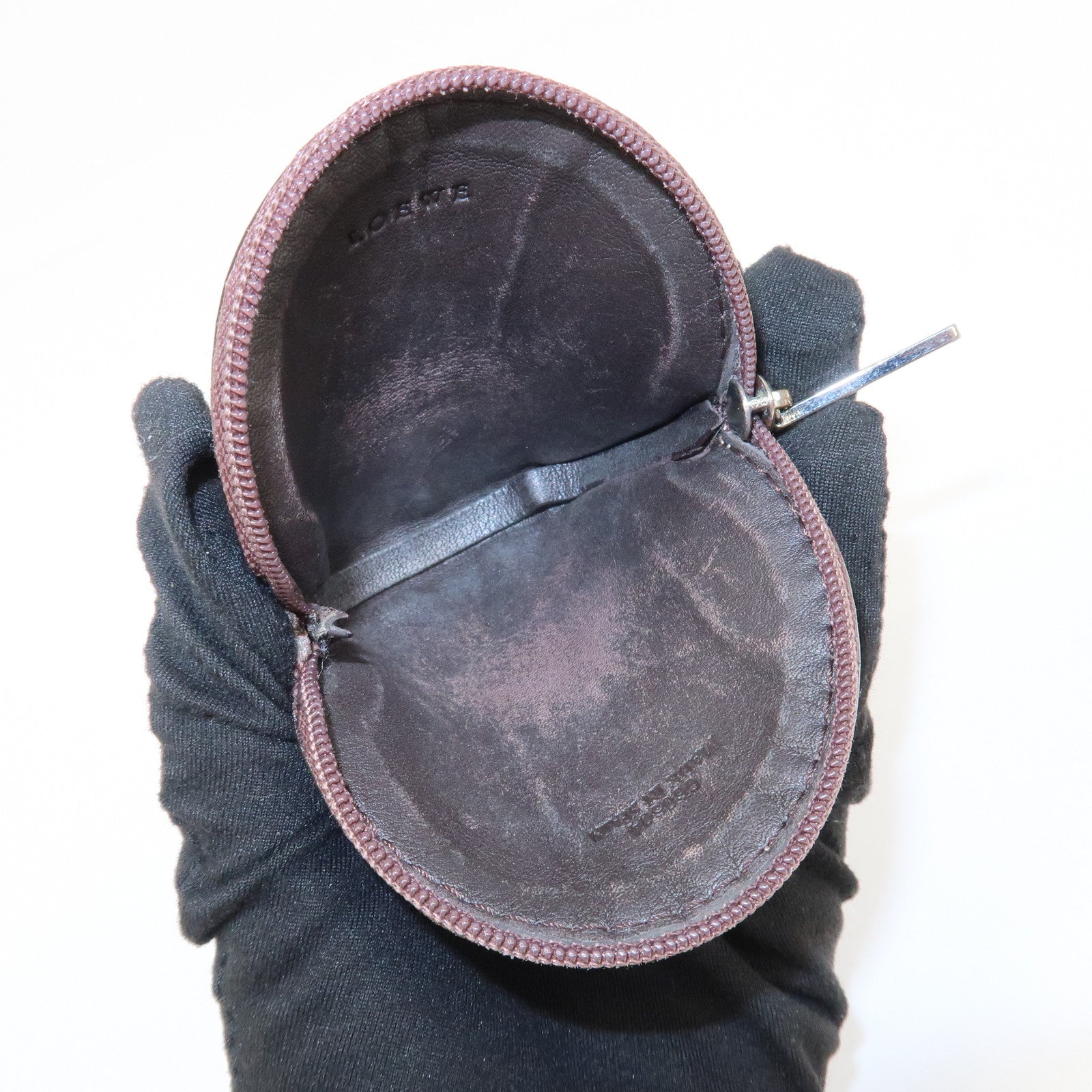 LOEWE Set of 2 Leather Suede Coin Case Red Brown