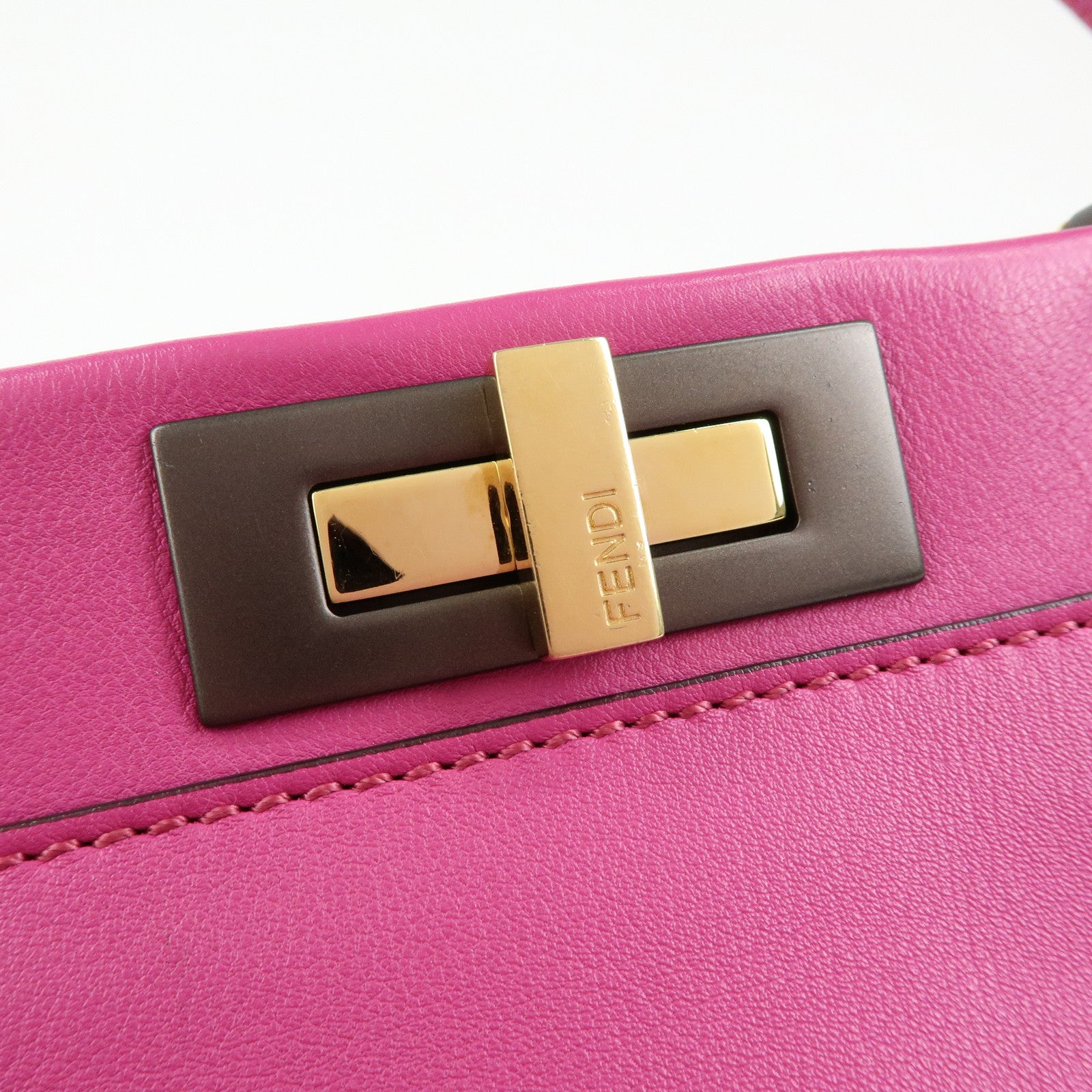 FENDI Peekaboo Leather 2Way Bag Hand Bag Shoulder Bag Pink 8BN290