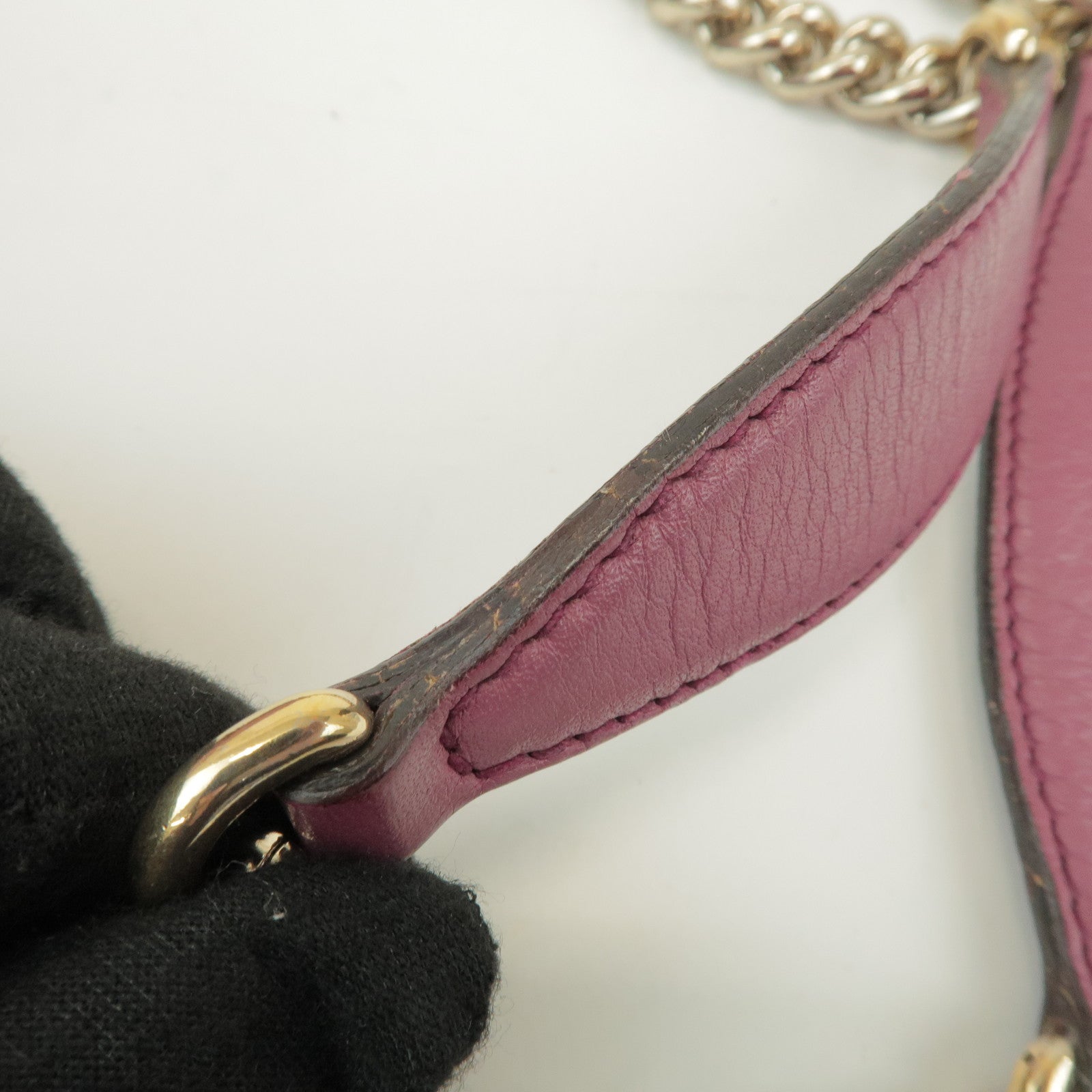GUCCI SOHO Interlocking G Leather Chain Shoulder Bag Pink 308982
