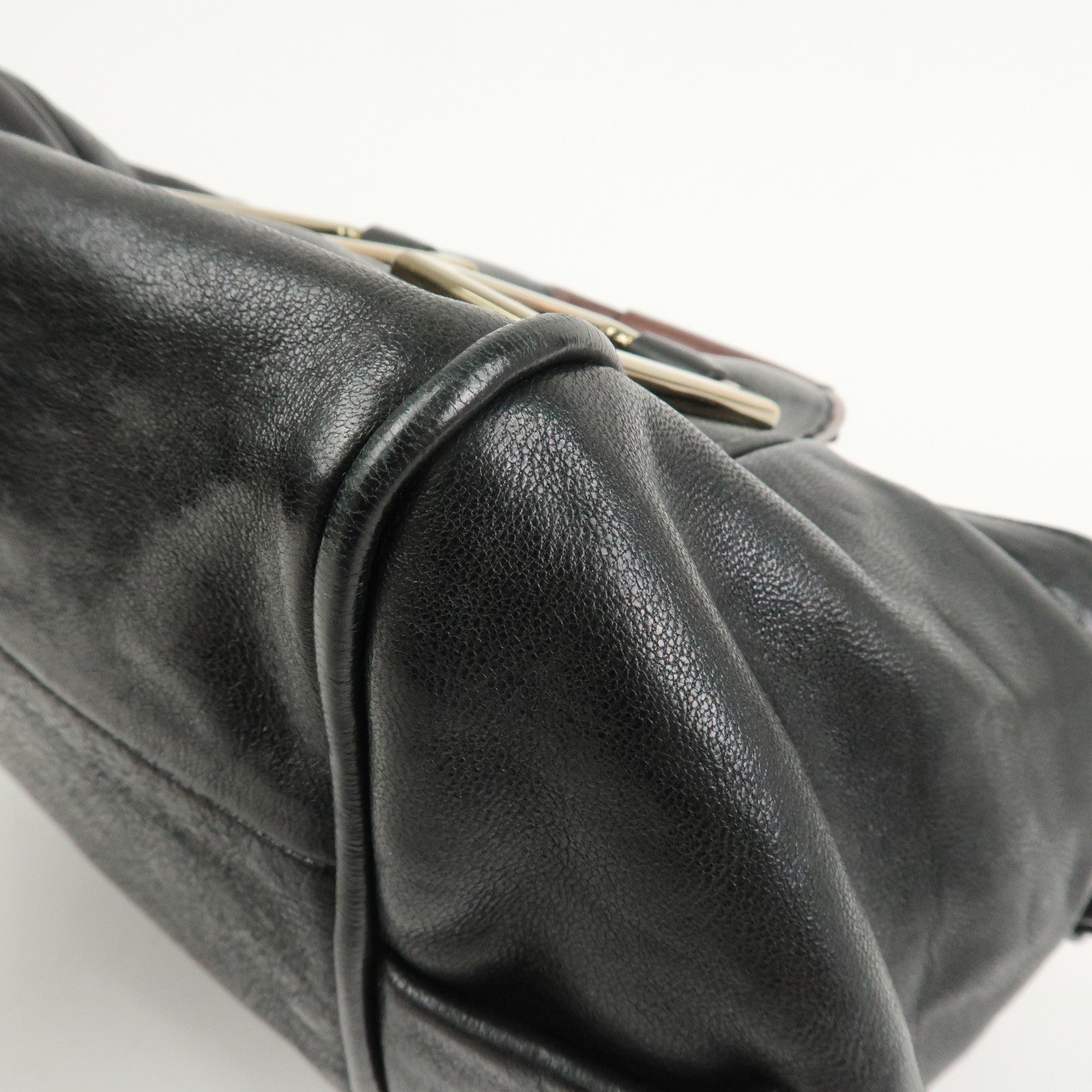 Chloe Ethel Leather Hand Bag Black Brown Gold HDW