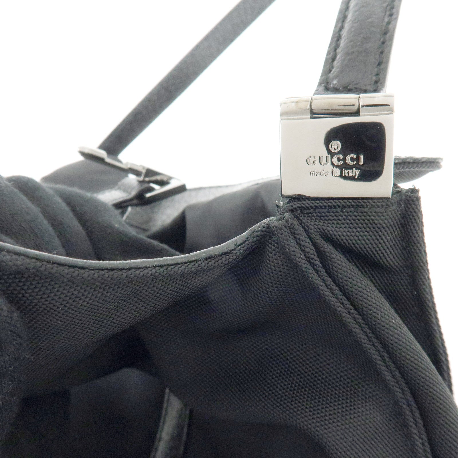 GUCCI Jackie Canvas Leather Shoulder Bag Hand Bag Black 001・3734