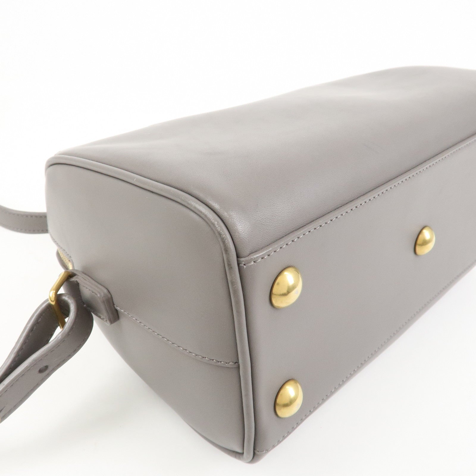 SAINT LAURENT PARIS Baby Duffle Leather 2WAY Hand Bag Gray 330958