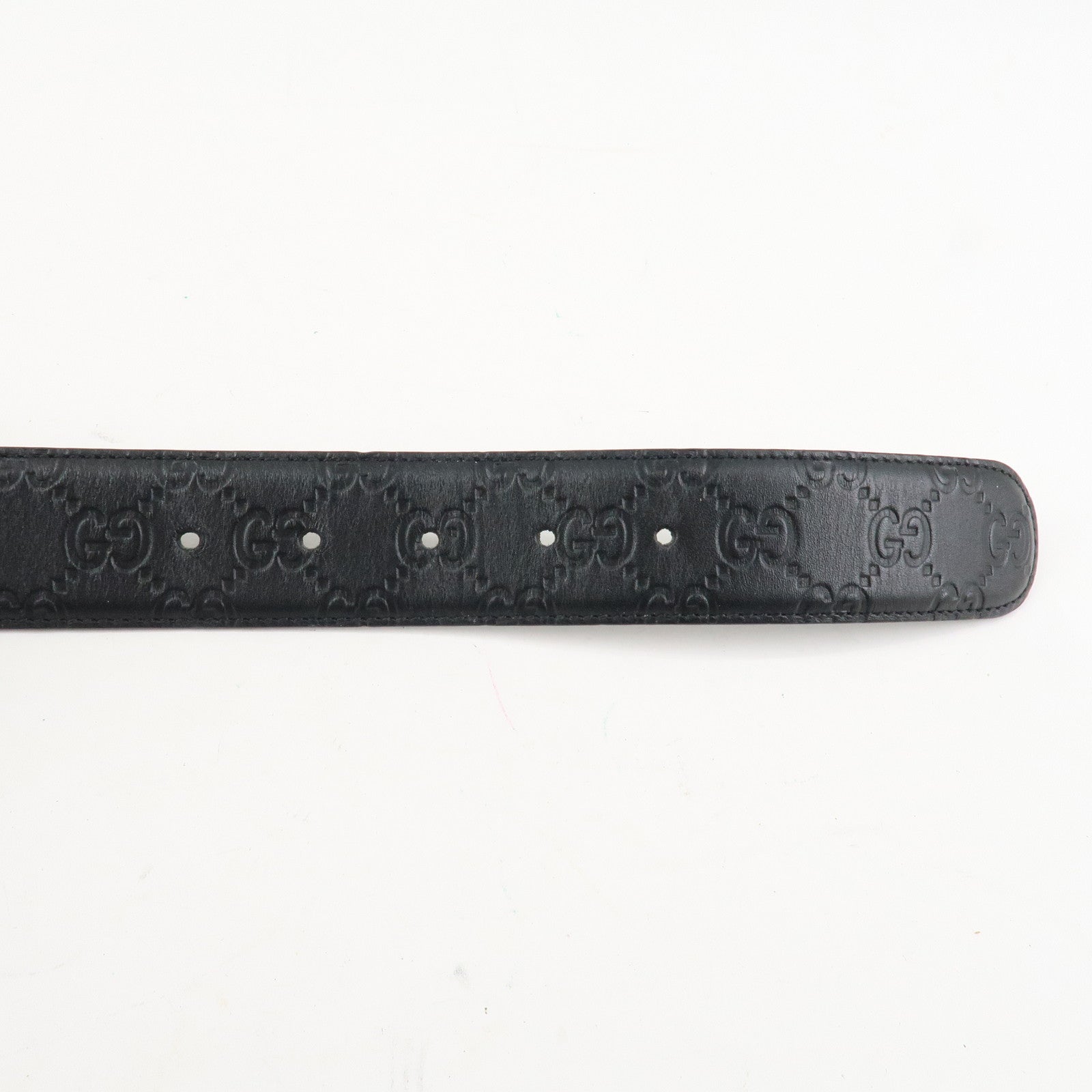 GUCCI Interlocking G Guccissima Leather Belt 80/32 Black 370543 Used