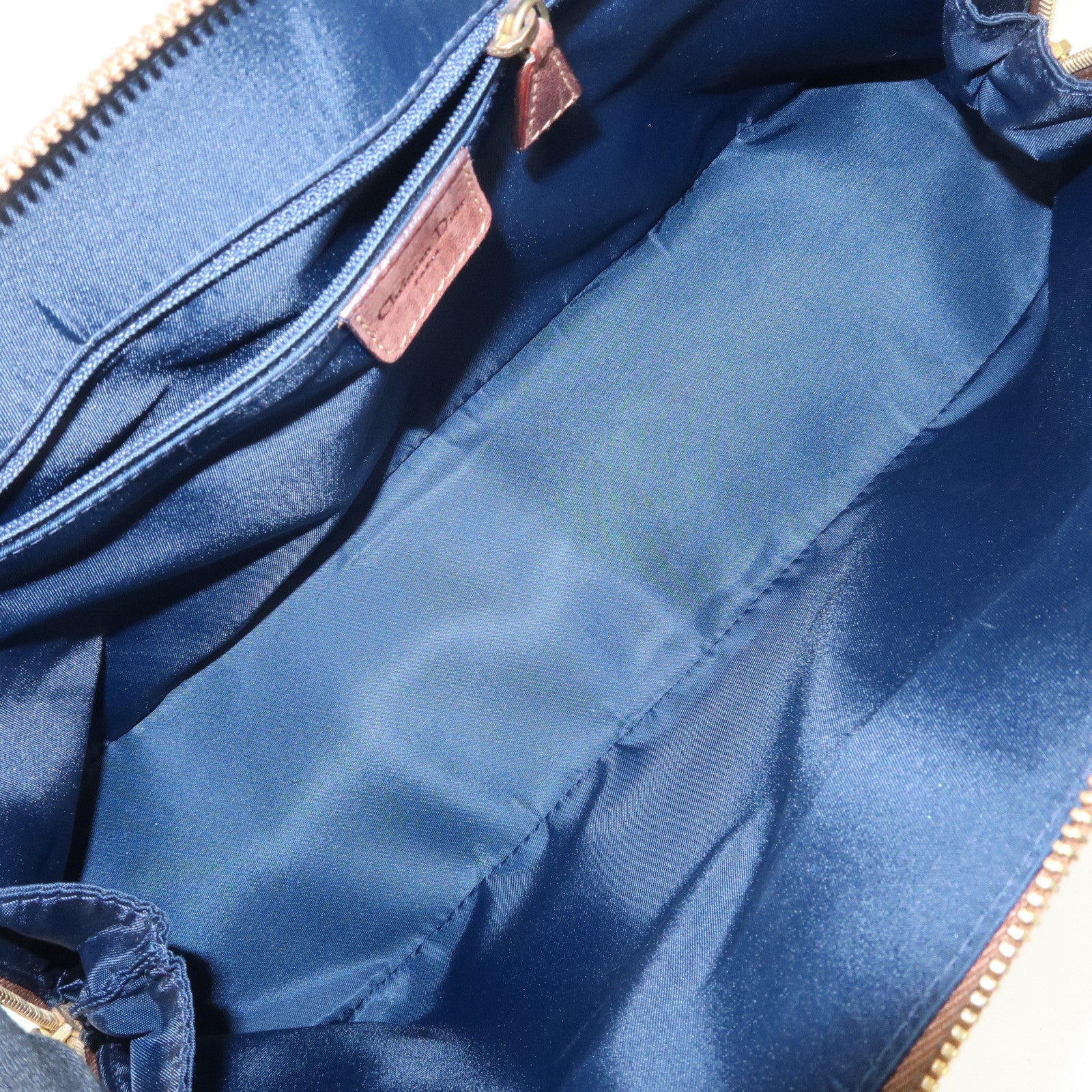 Christian Dior Street Chic Trotter Canvas Leather Hand Bag Brown