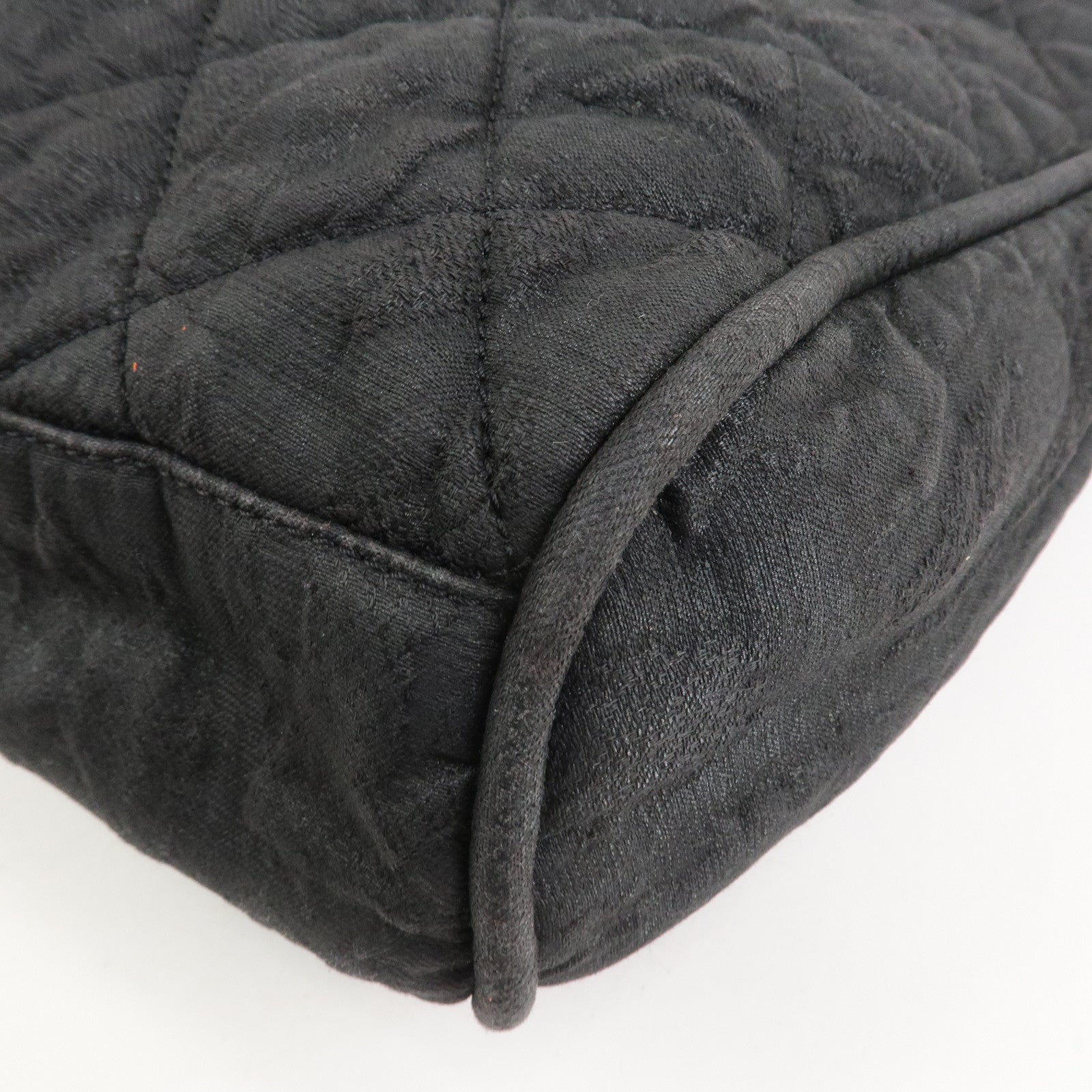 CHANEL Matelasse Canvas Large Shoulder Bag Black Silver