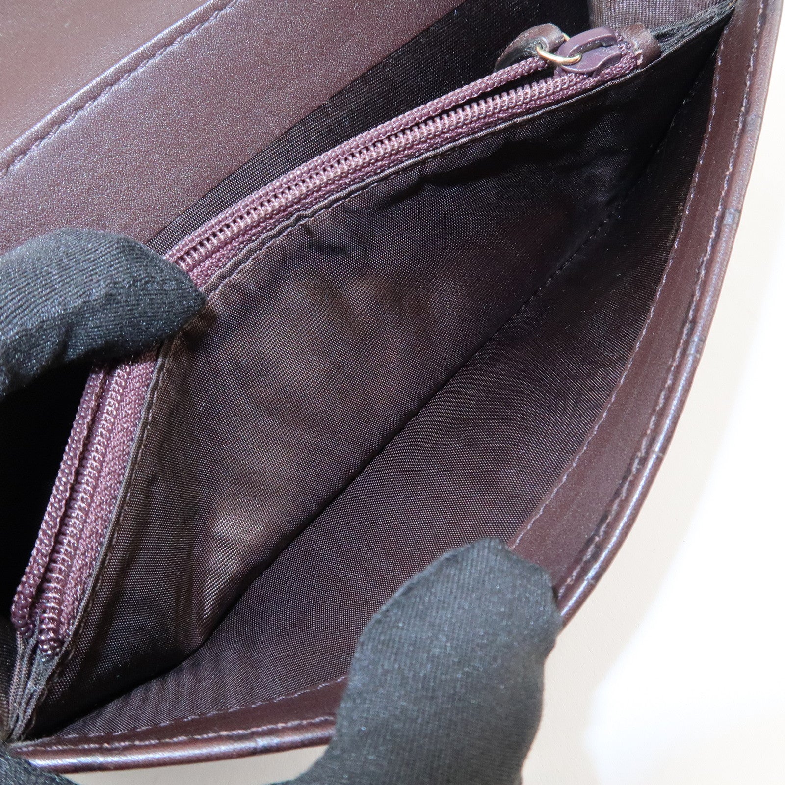 GUCCI Guccissima Leather Metal Bar Bi-fold Long Wallet Brown 244946 Used