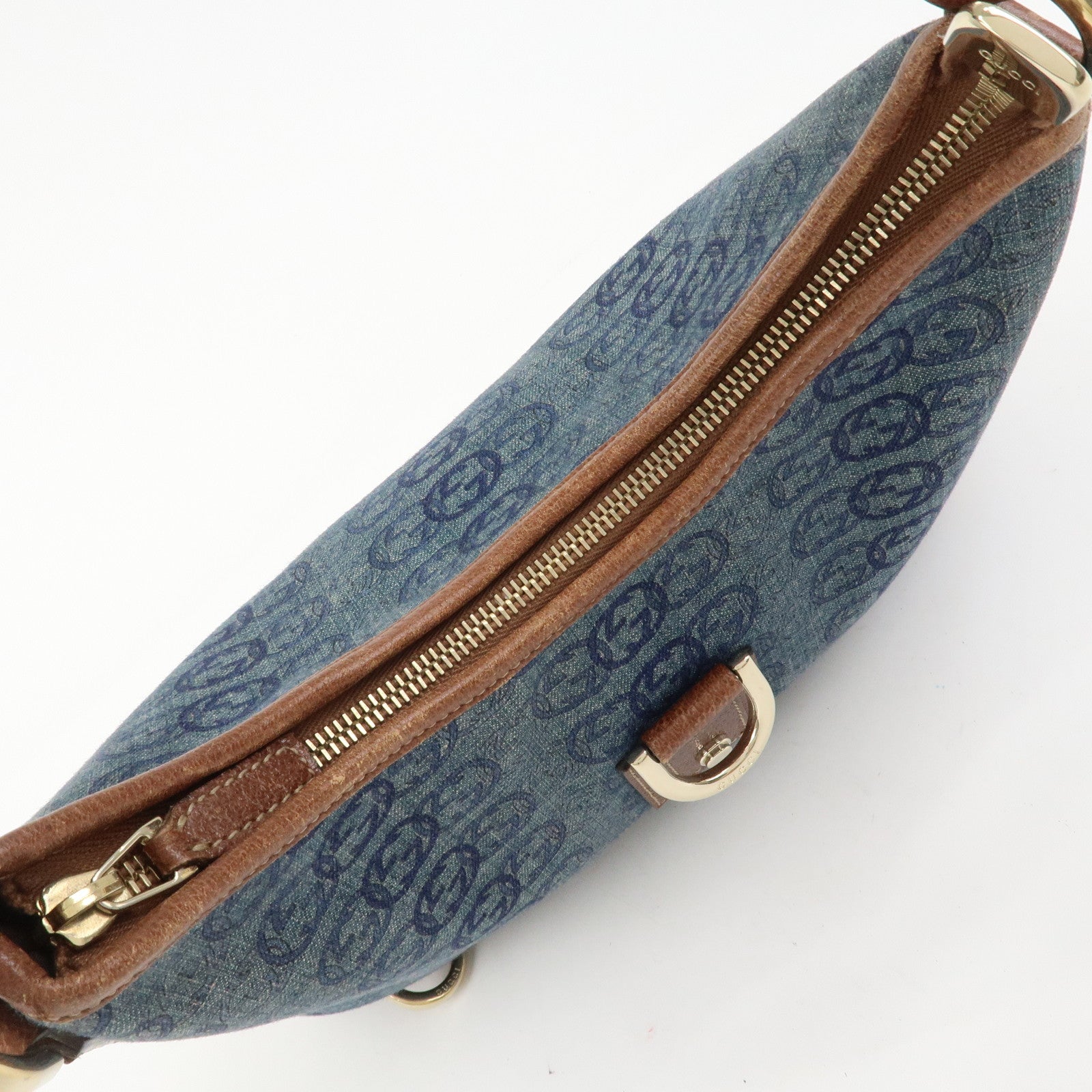 GUCCI Abbey GG Denim Canvas Leather Shoulder Bag Hand Bag 130738