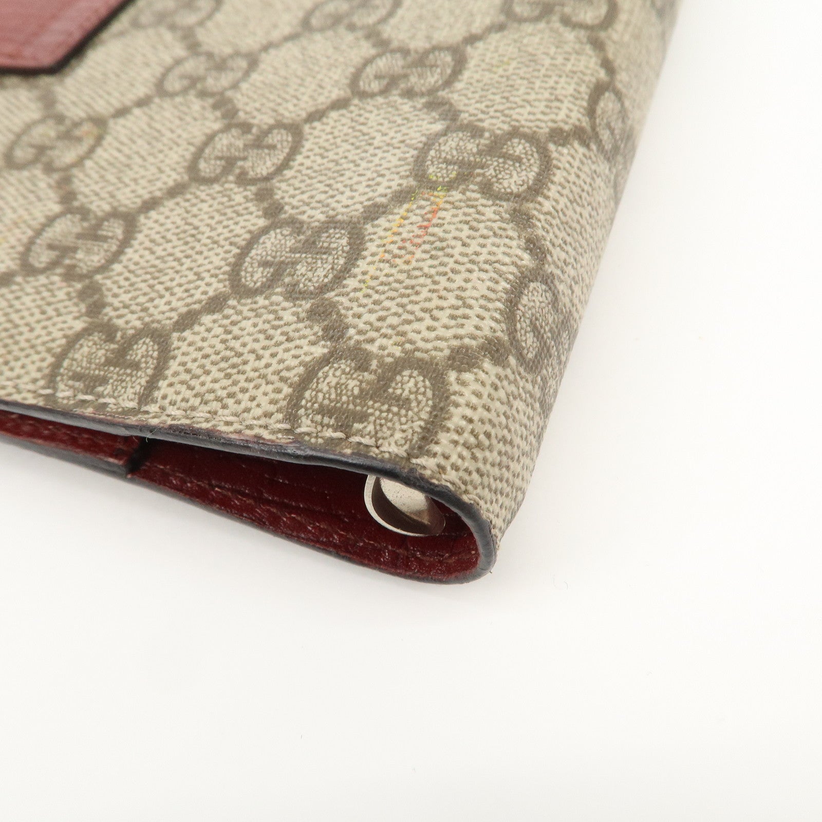 GUCC GG Supreme Canvas Leather Planner Cover Beige Brown 115240 Used