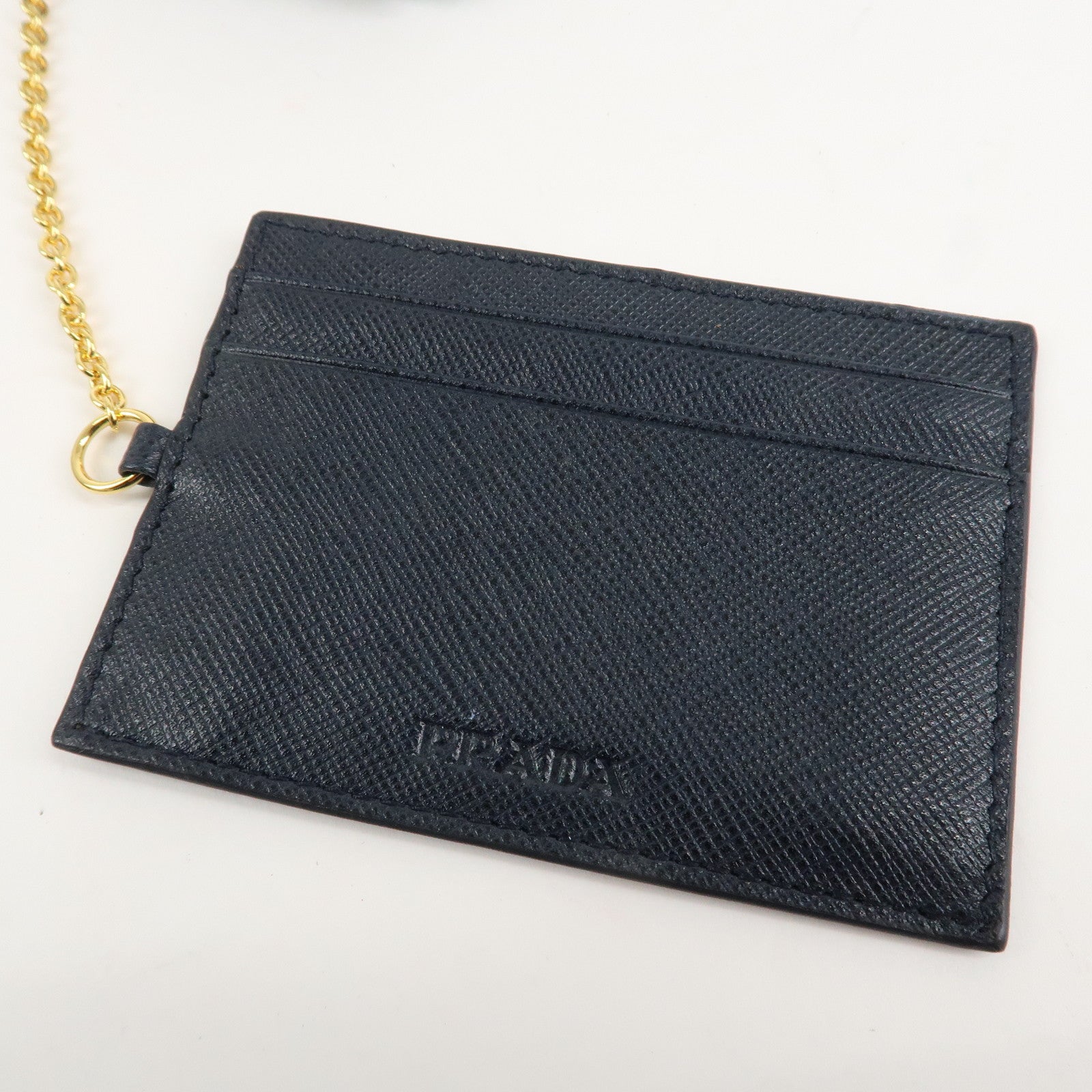 PRADA Triangle Logo Nylon Leather Bi-fold Long Wallet Navy 1MH132 Used