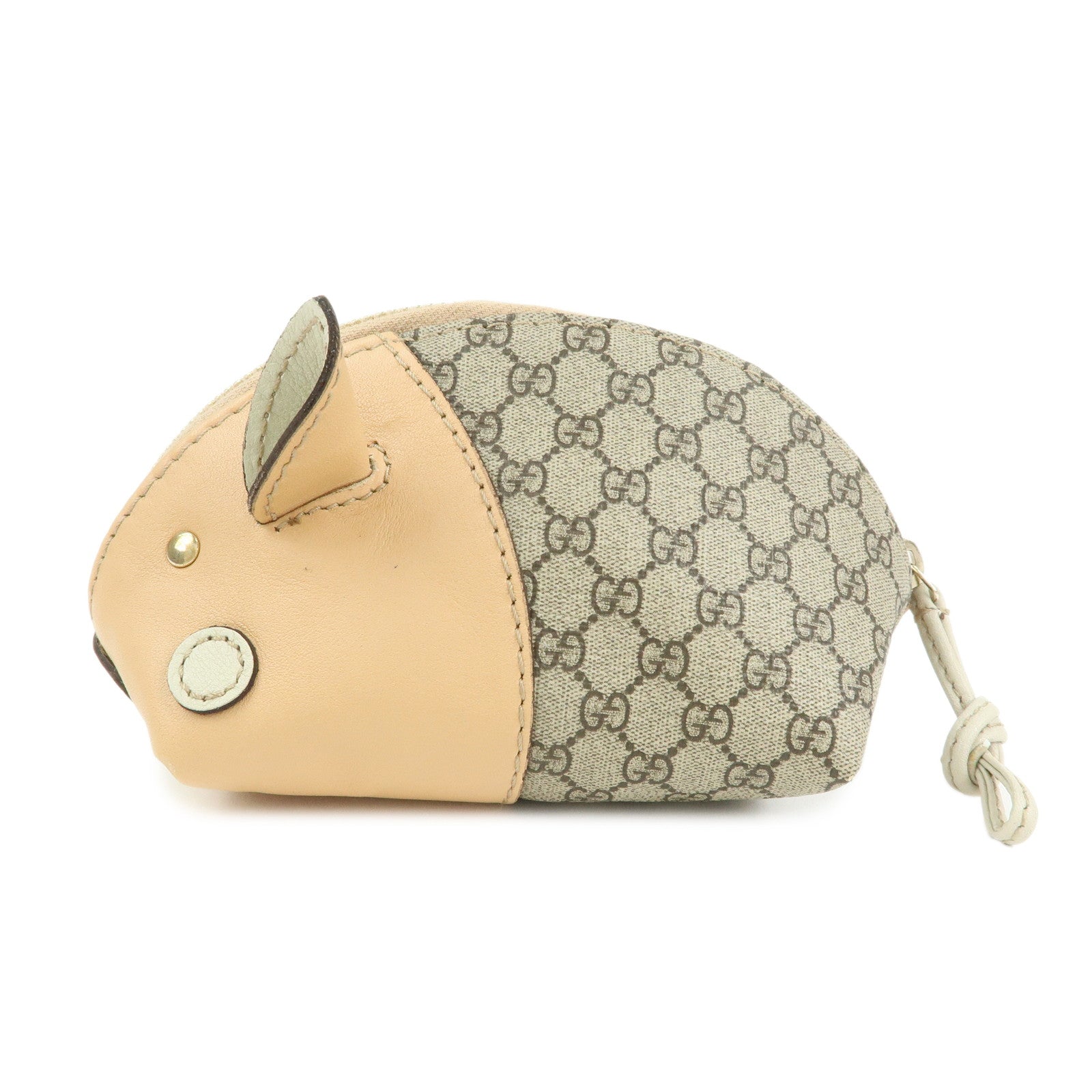 GUCCI GG Supreme Leather Pig Coin Case Purse Zoo Series 256866