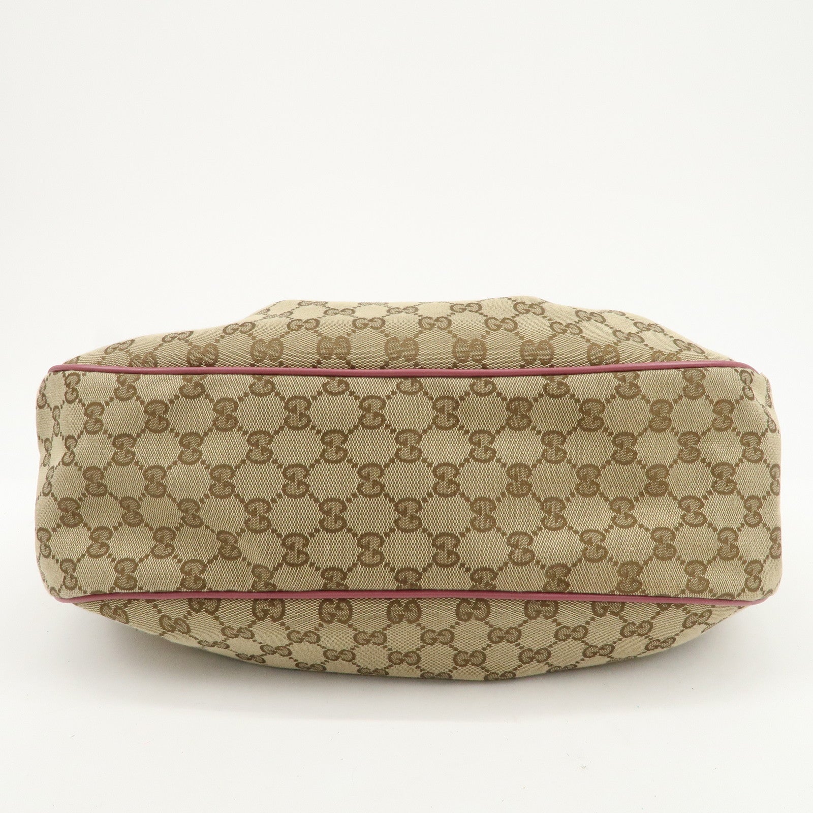 GUCCI Sukey Interlocking G GG Canvas Leather Shoulder Bag Beige