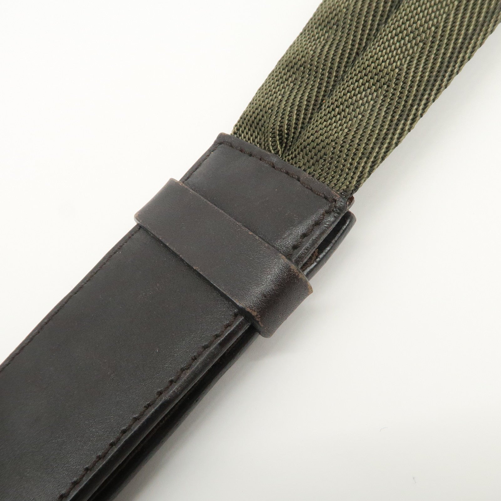 PRADA Logo Nylon Leather Shoulder Bag Crossbody Bag Khaki Black