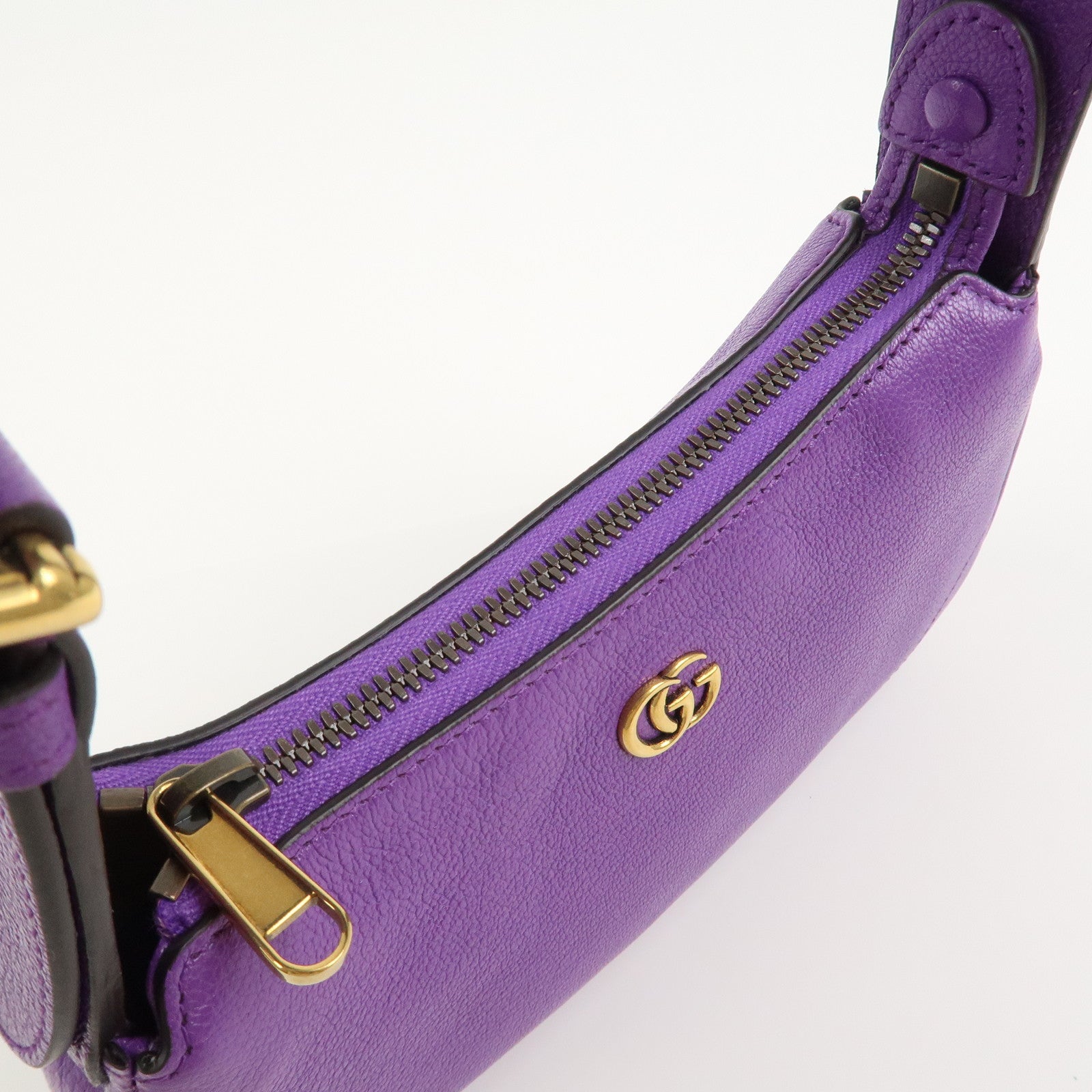 GUCCI GG Marmont Aphrodite Leather Small Hand Bag Purple 739076