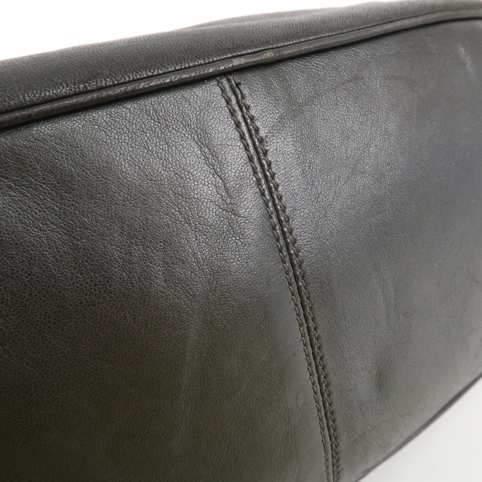 LOEWE Anagram Leather Shoulder Bag Gold Hardware Dark Brown Used