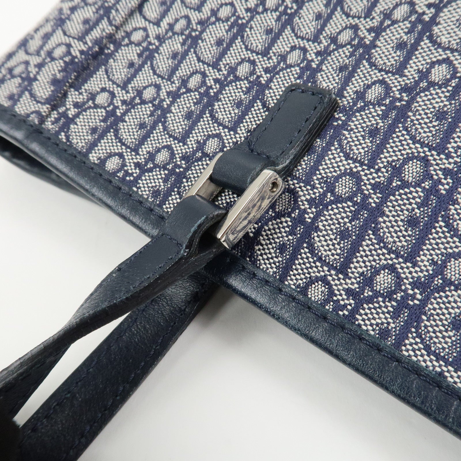 Christian Dior Trotter Canvas Leather Tote Bag Shoulder Bag Navy